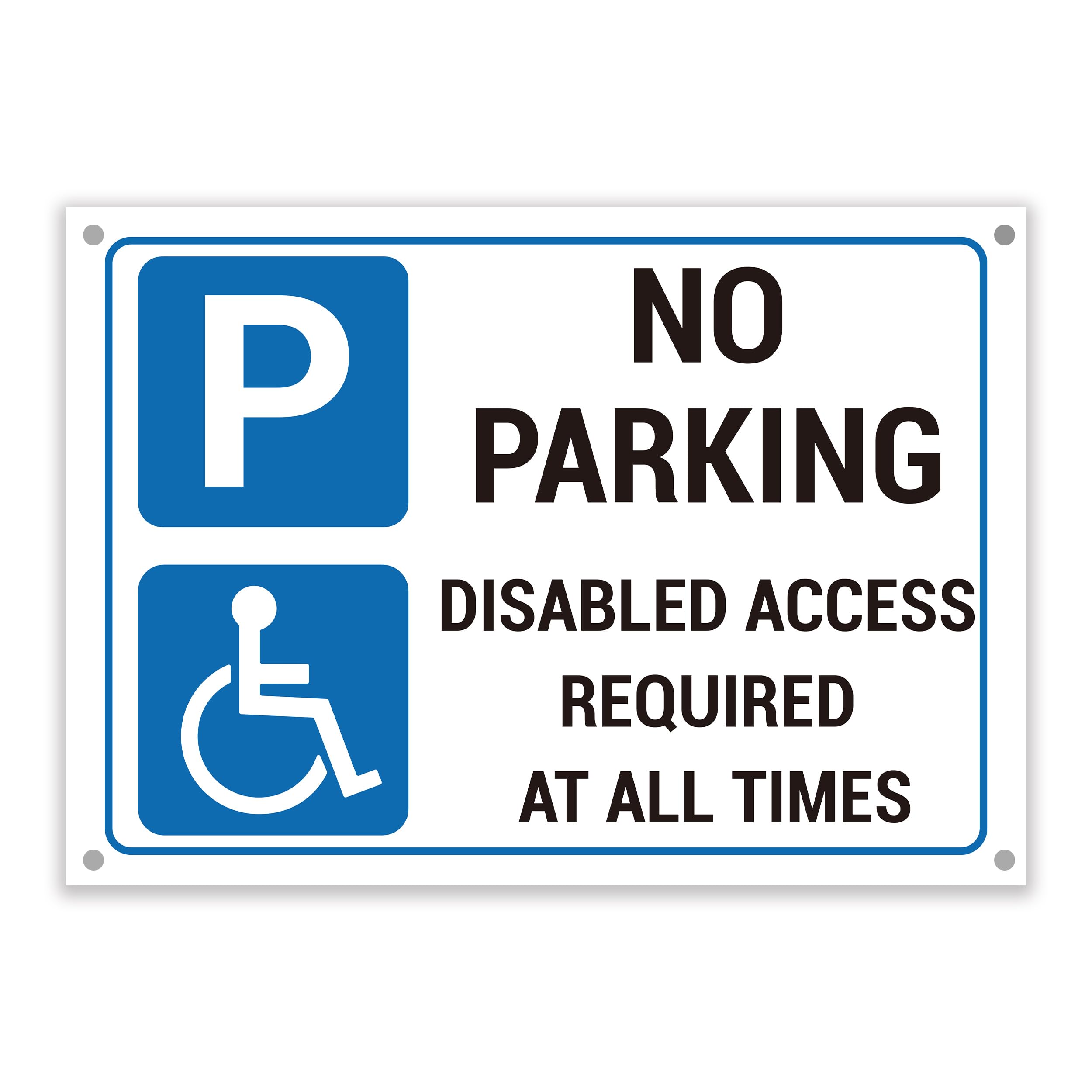 No Parking, Disabled access required Warning Sign. Tough, Durable and Rust Proof Weatherproof PVC Disabled Parking Sign No. 019 (Steel Blue, A2 (420mm x 594mm) โ Holes) โ image 1