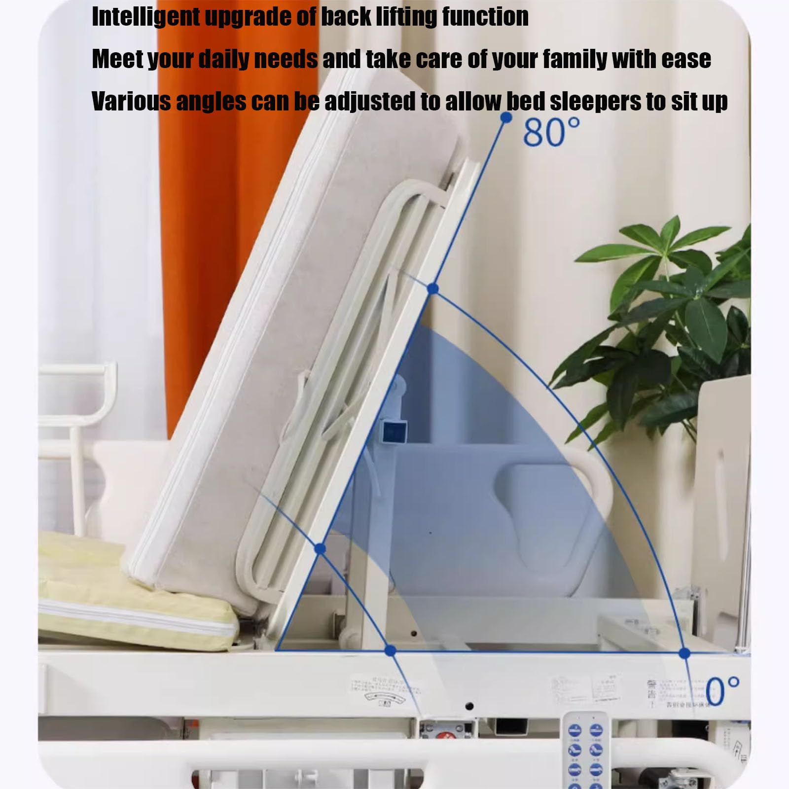 Lit d'allaitement électrique, lit médical entièrement automatique pour patient à domicile avec moteur et matelas respirant