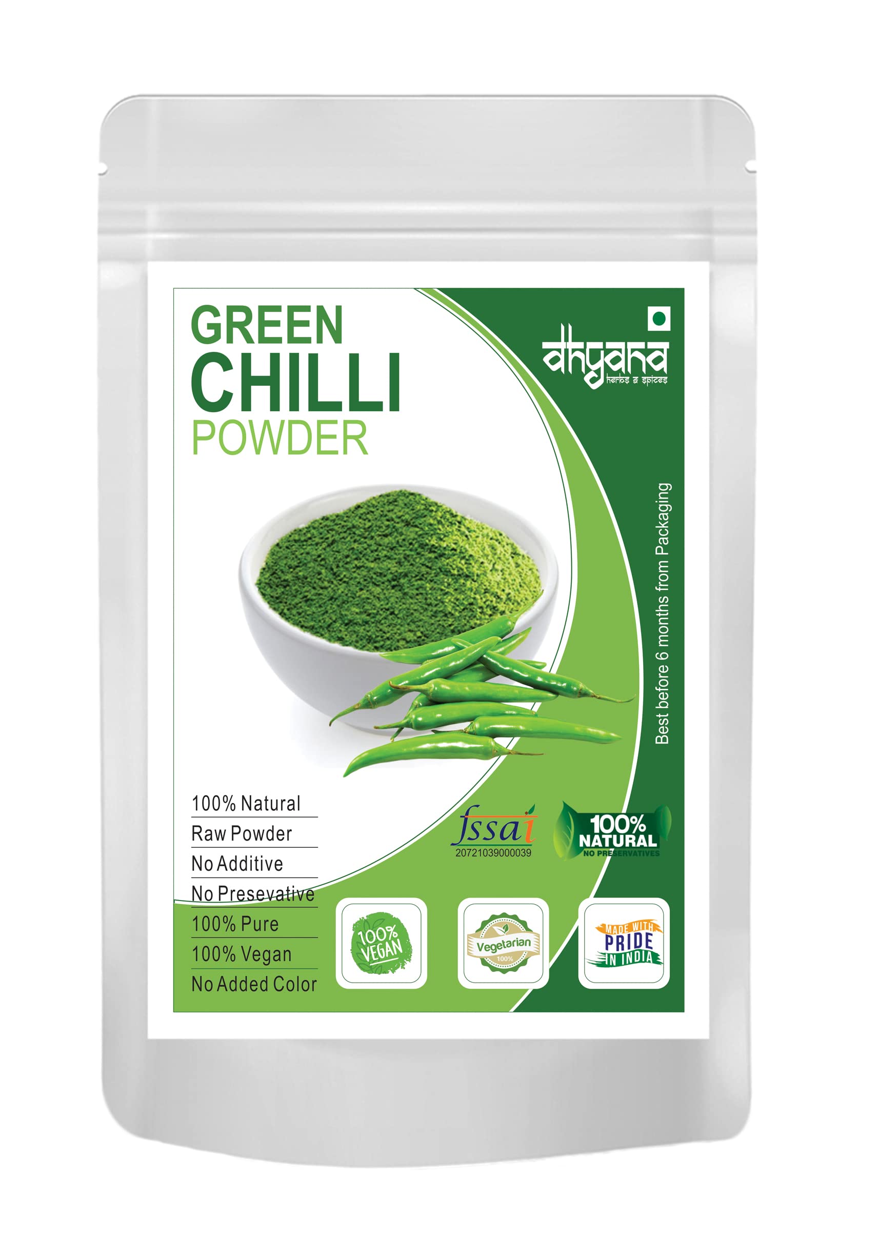 Dhyana Exim Green Chilli Powder 1KG ( 500gm x 2 Pack ) Hari Mirchi Powder for Cooking