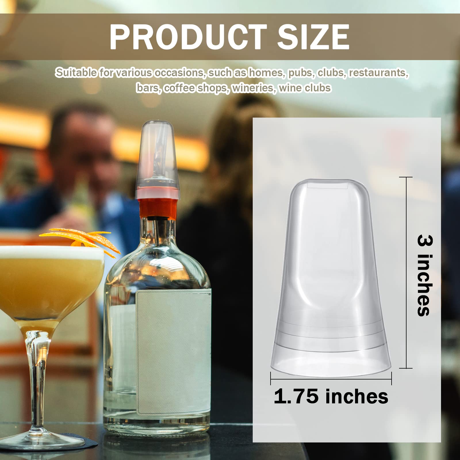 Lot de 100 couvercles de bec verseur translucides universels pour bouteille de liqueur - Couvercles anti-poussière pour la maison et la cuisine (transparents, 100)