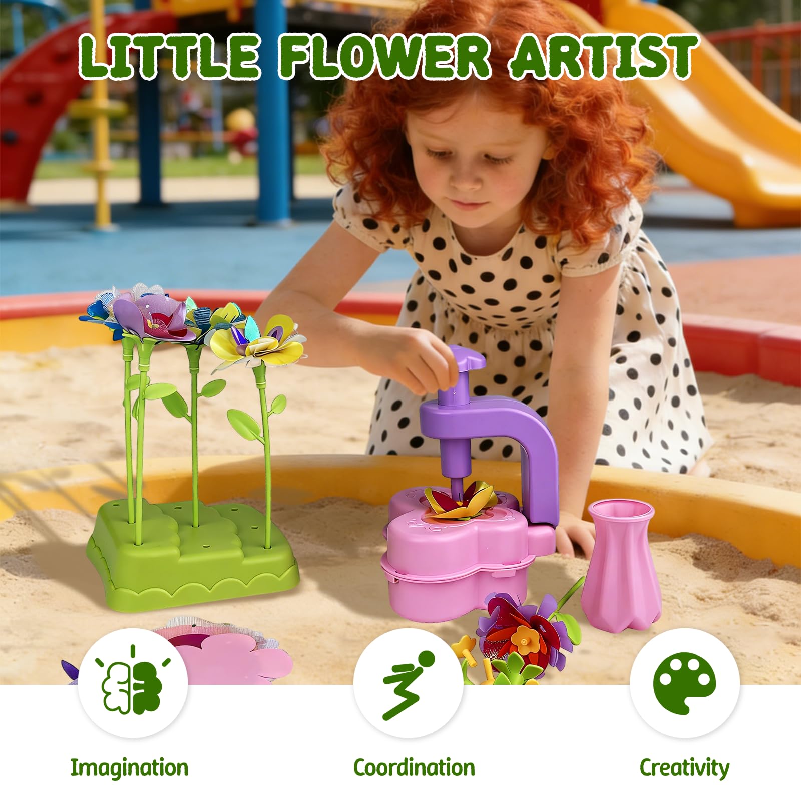 LUMITERRA Kit Création Bouquet de Fleurs DIY, Set de Bricolage avec Machine à Fleurs, Jouet Enfant 3 Ans+