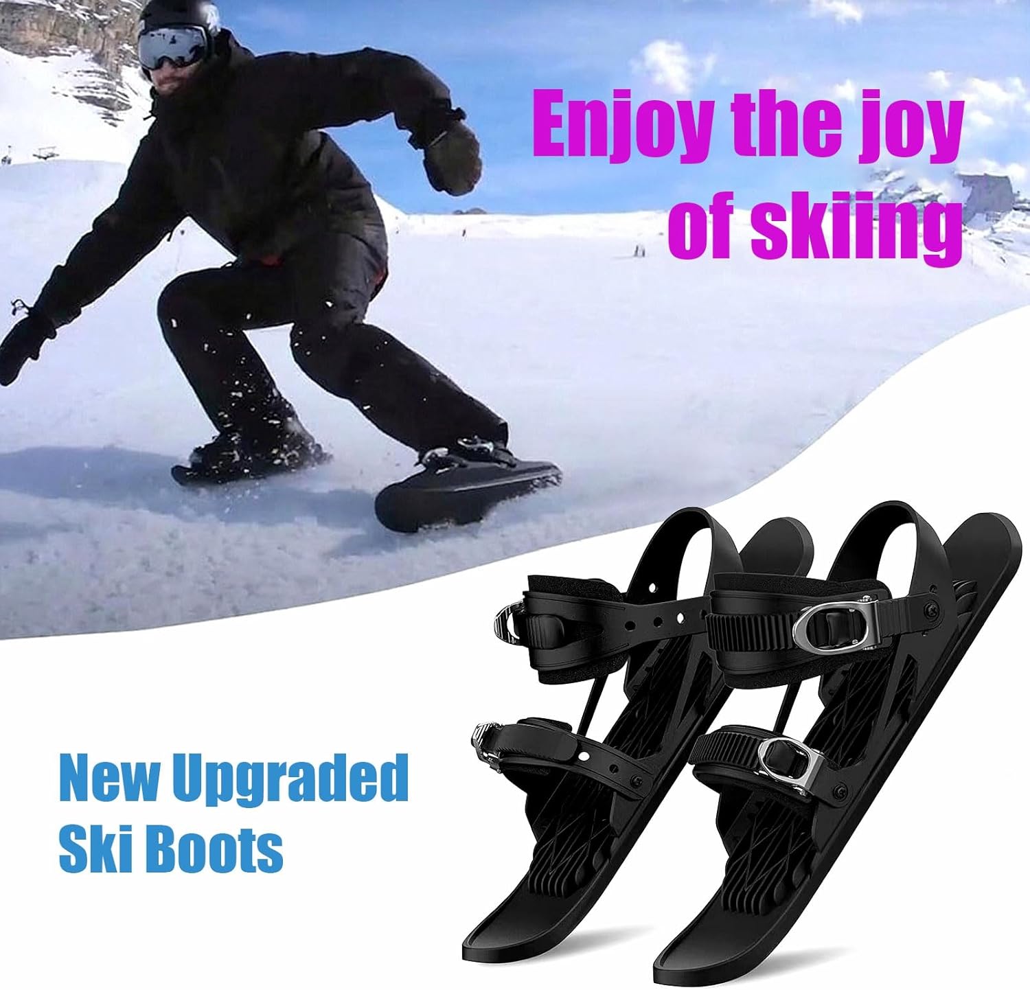 Mini Ski Skates for Snow Portable Skating Ski Shoes Lightweight Short Snowskates Adjustable in Tightness Skiboards Snowshoes Designed for Ski Enthusiasts Perfect for Snowy Slopes
