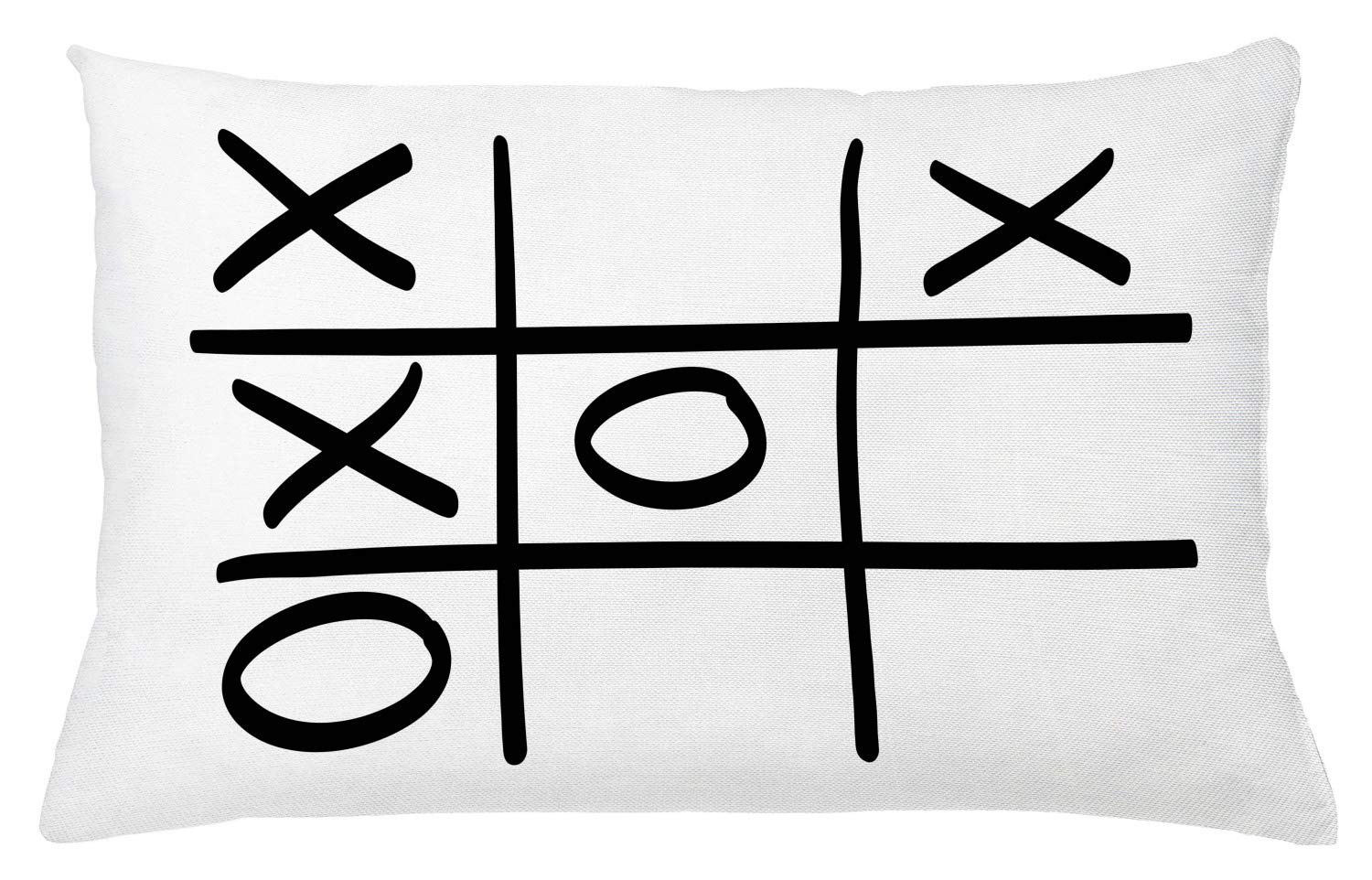 ABAKUHAUS Xo Throw Pillow Cushion Cover, Tic Tac Toe Pattern Unfinished Game Hobby Theme Alphabet Minimalist Image, Decorative Square Accent Pillow Case, 26 X 16 Inches, Black and White