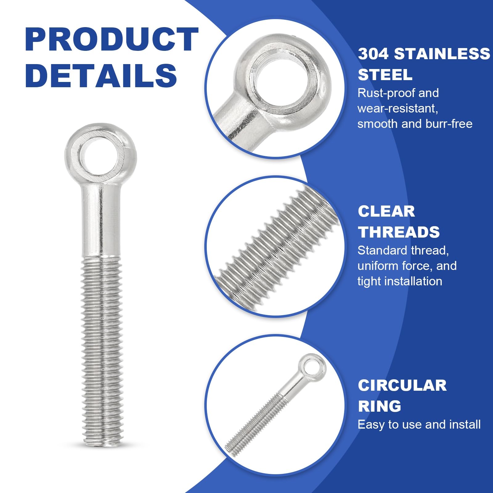 PATIKIL M12x88mm Lifting Shoulder Eye Bolts - Image 3