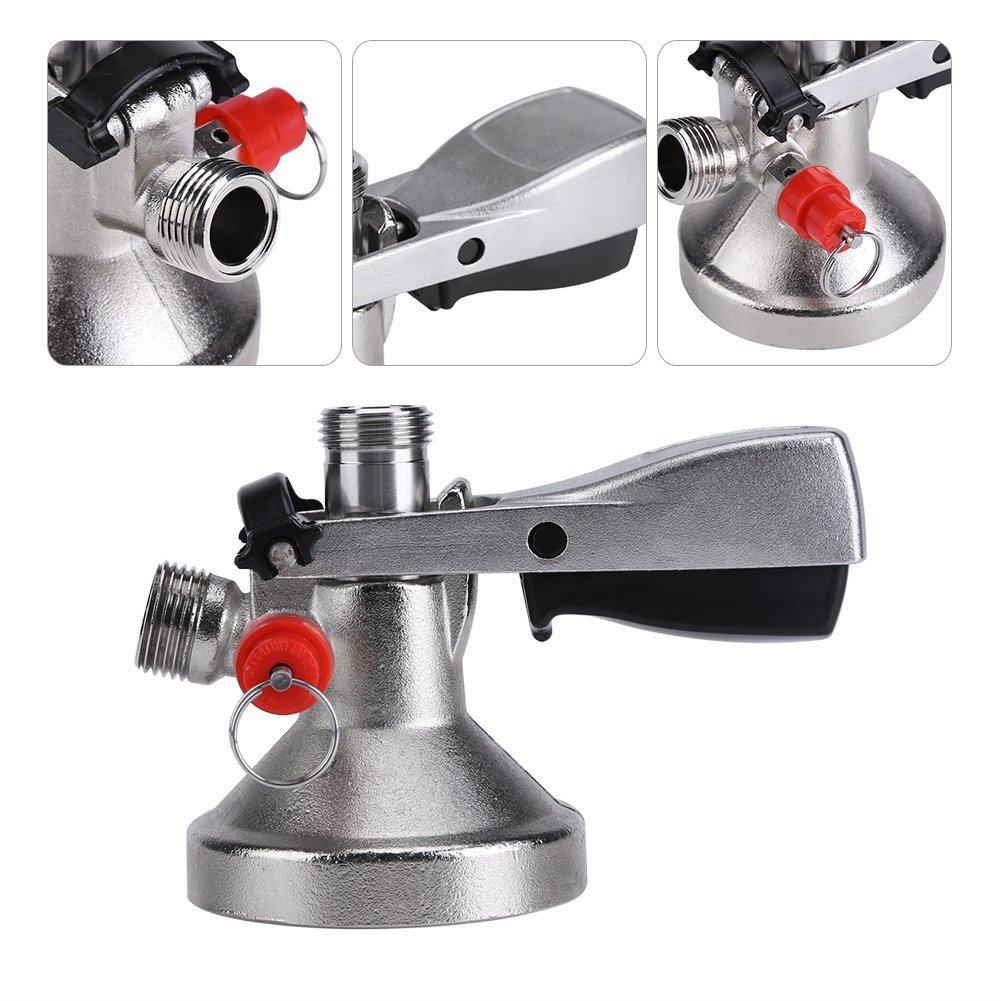 Conector de barril tipo G, Rosca G5/8 – Grifo cerveza acero inoxidable 304 con válvula de aire y enfriador de flujo, conexión 8 mm, para bar doméstico y hostelería