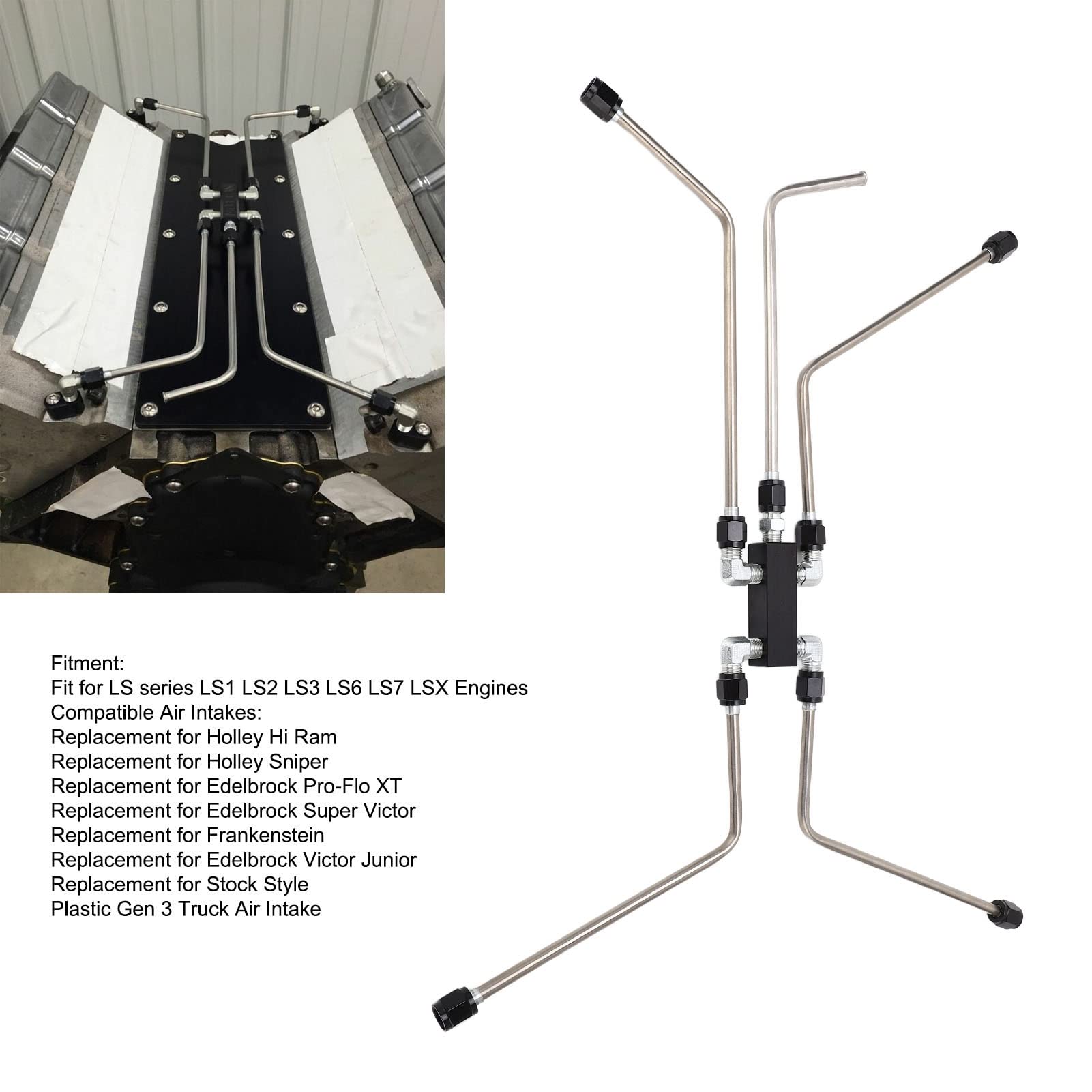 Luocute Zestaw Odpowietrznika Parowego LS Coolant Crossover, Szczelny | Aluminium CNC ze stali nierdzewnej, do silników LS1 LS2 LS3 LS6 LS7 LSX