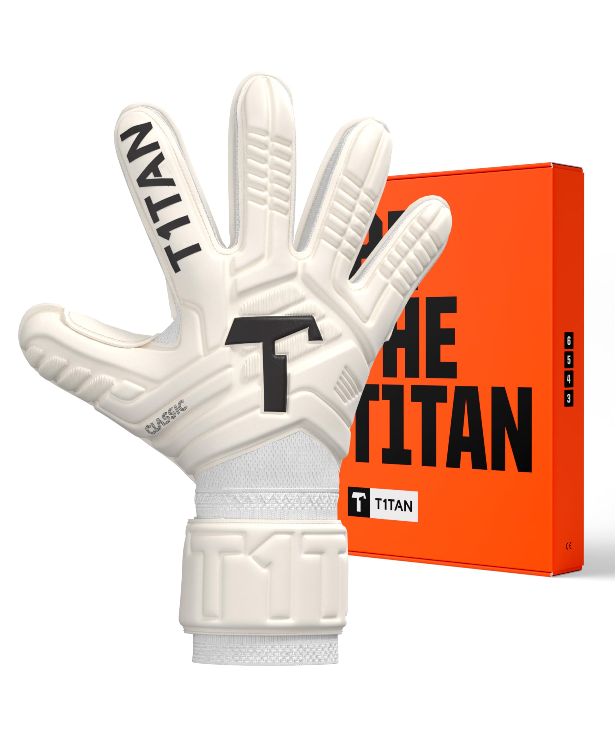 T1TAN Classic 1.0 White-Out Junior Soccer Gloves Kids - Goalie Gloves for Goalkeeper - Football - Kids & Youth