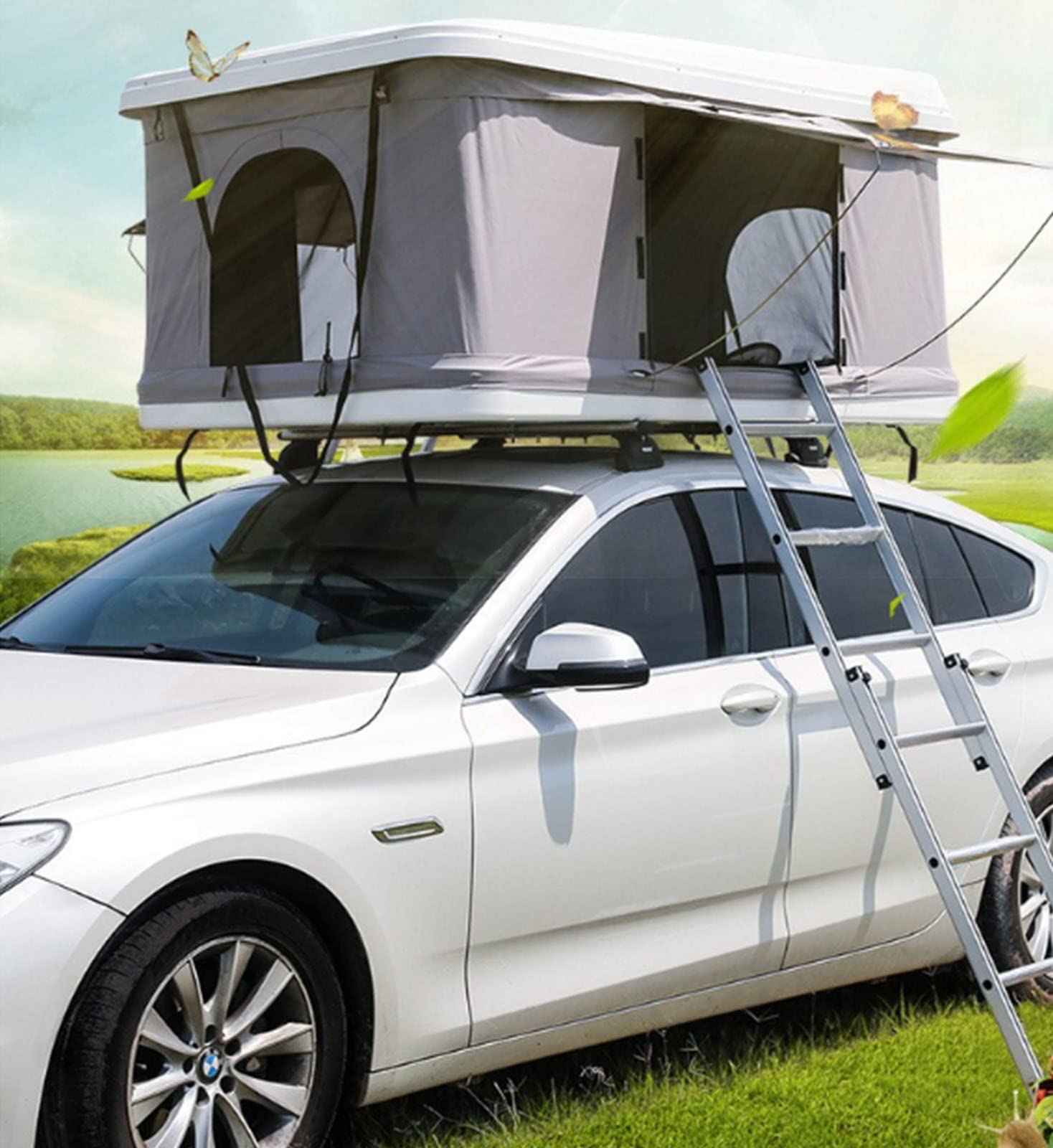 Tenda da tetto idraulica per campeggio all'aperto, può ospitare 2-3 persone, compatibile con SUV e fuoristrada