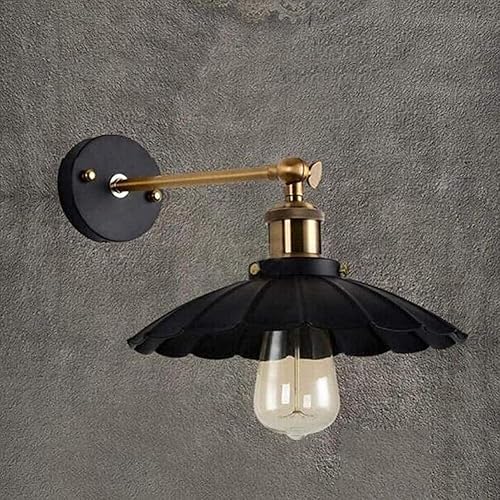 Vintage Industrial Adjustable Wall Sconce Lamp - Retro Metal Shade Fixture for Bedroom, Living Room, Hallway, Cafe, Bar Decor