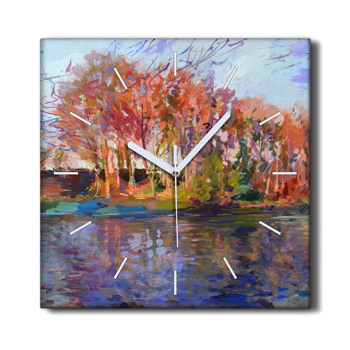 Horloge Murale Toile 30x30cm Coloray Lac Déco Salon Cuisine Chambre