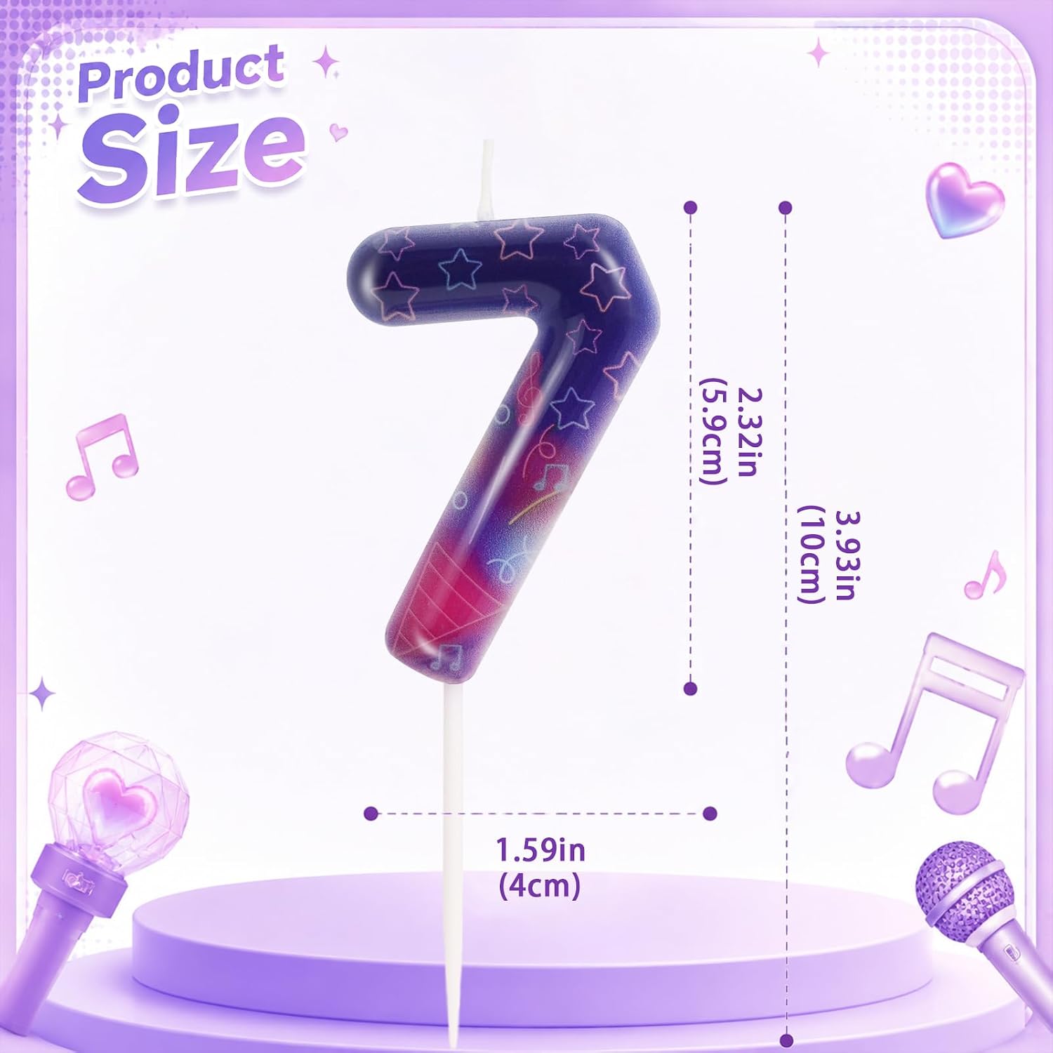 Purple Number 7 Candle Kpop Birthday Decorations for Boy/Girl
