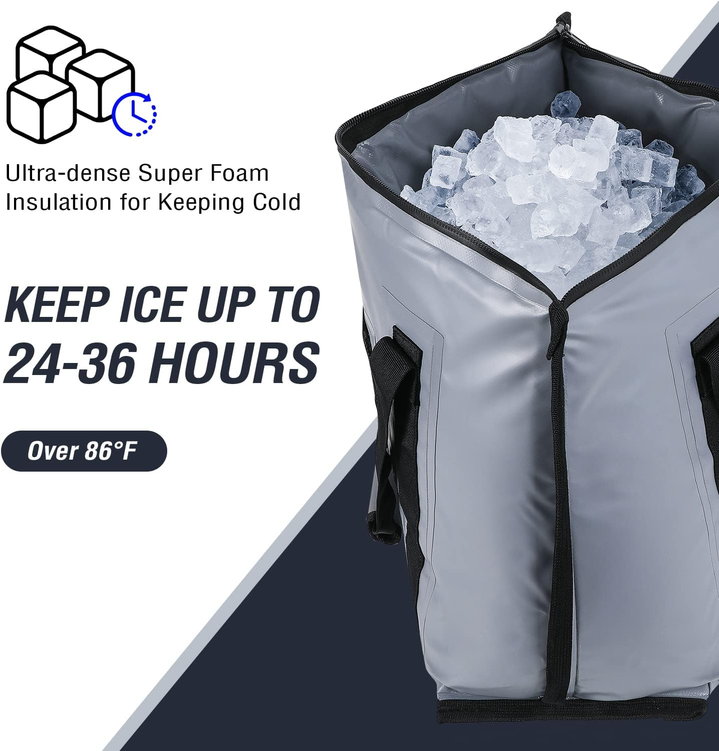 Buffalo Gear Insulated Fish Cooler - 27.5QT 58QT Waterproof Flat Bottom Bag, Leakproof and Fishing Kill Bag