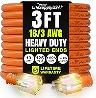 Vista 19 de Cable de extensión de 3 pies para interiores y exteriores 10/3 calibre Ultra resistente de 3 puntas SJTW, impermeable, cable de alimentación