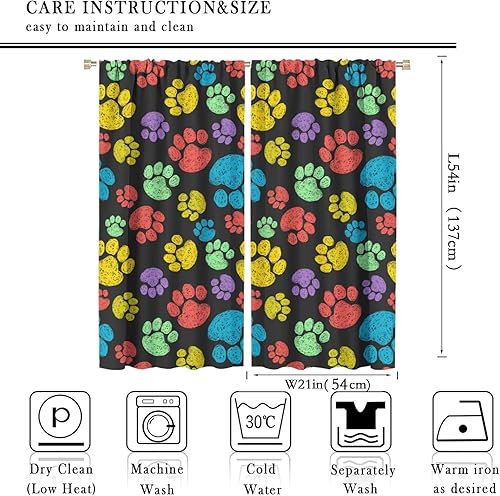 Miniatura 222 de Cortinas opacas con estampado de patas de perro, estampado de patas de perro y huesos, tratamiento de ventana, cortinas con aislamiento térmico