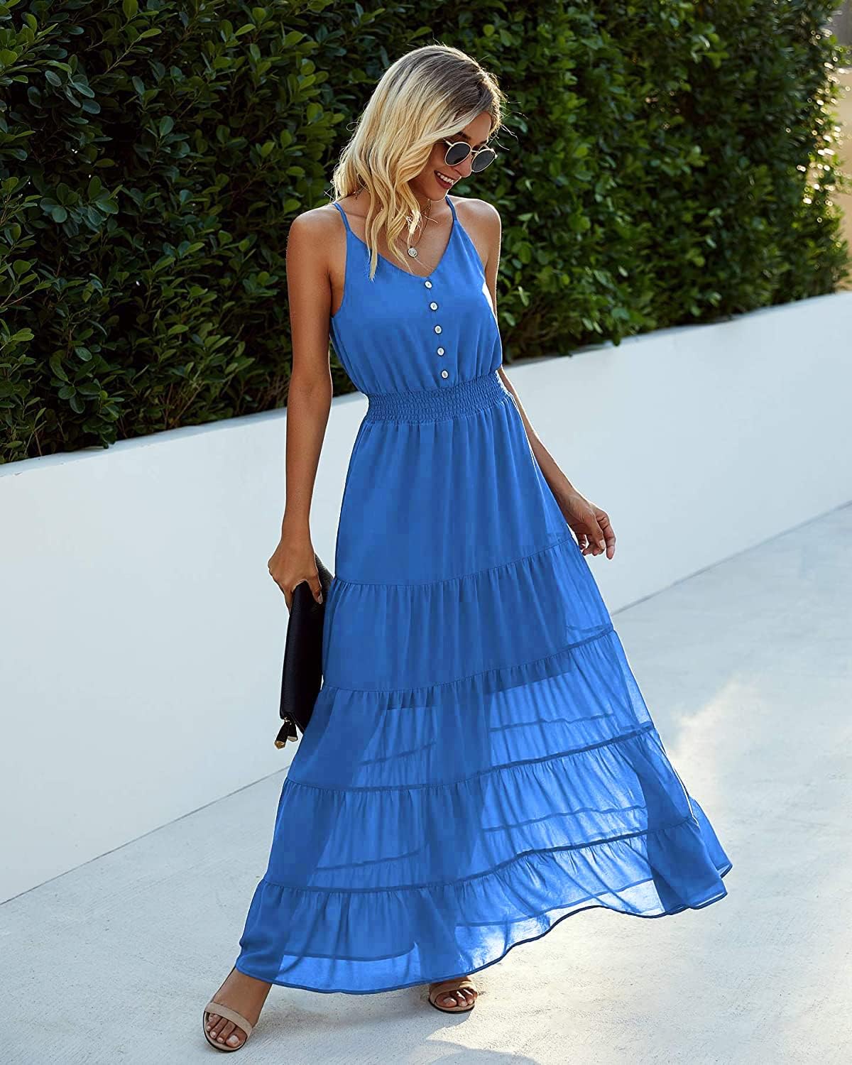 PRETTYGARDEN Women's 2026 Summer Maxi Dress Spaghetti Strap Sleeveless High Waist Beach Vacation Long Sundresses