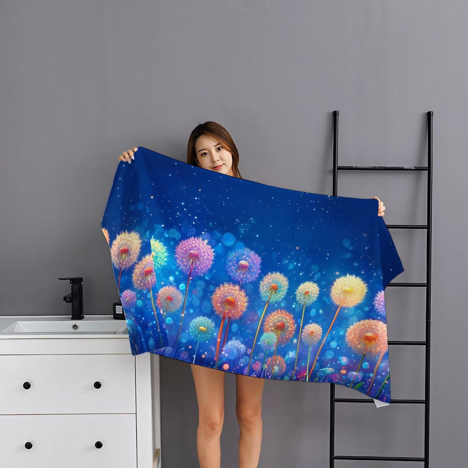 2 szt., bardzo duże 100 x 220 cm, niebieski, szybkoschnący ręcznik z mikrofibry, bez piasku i plażowy, lekki podróżny, kompaktowy ręcznik kempingowy z torbą do przechowywania, chłonny dla kobiet