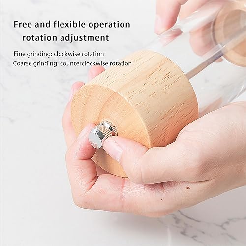Miniatura 5 de Molinillo de pimienta y sal, molinillo manual avanzado de acrílico y madera, molinillo de sal y pimienta, alta capacidad y rugosidad ajustable,