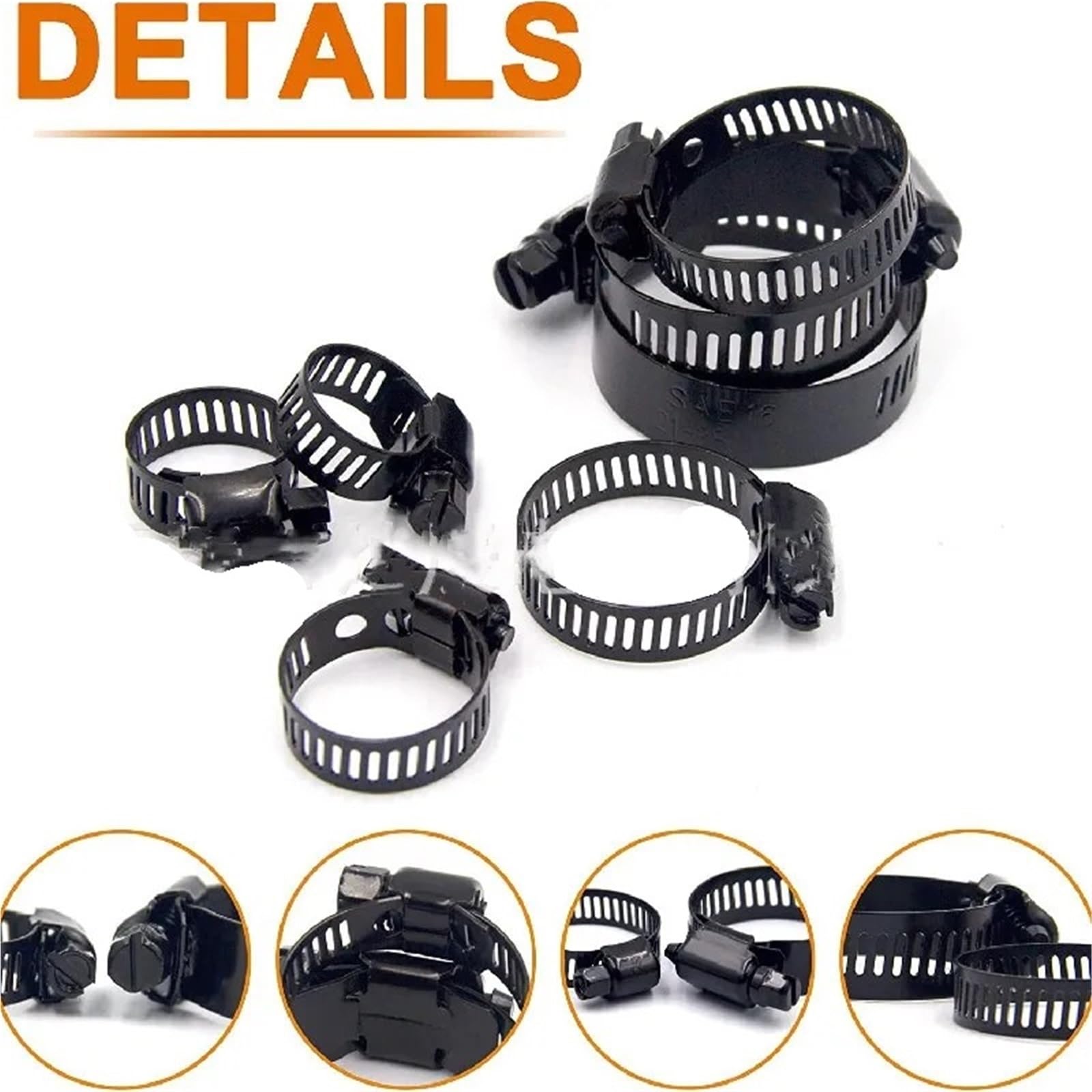 60-teiliges verstellbares Schneckengetriebe-Schlauchschellen-Set aus Edelstahl – Bereich 6–38 mm for Holzbearbeitungs- und Heimwerkerprojekte