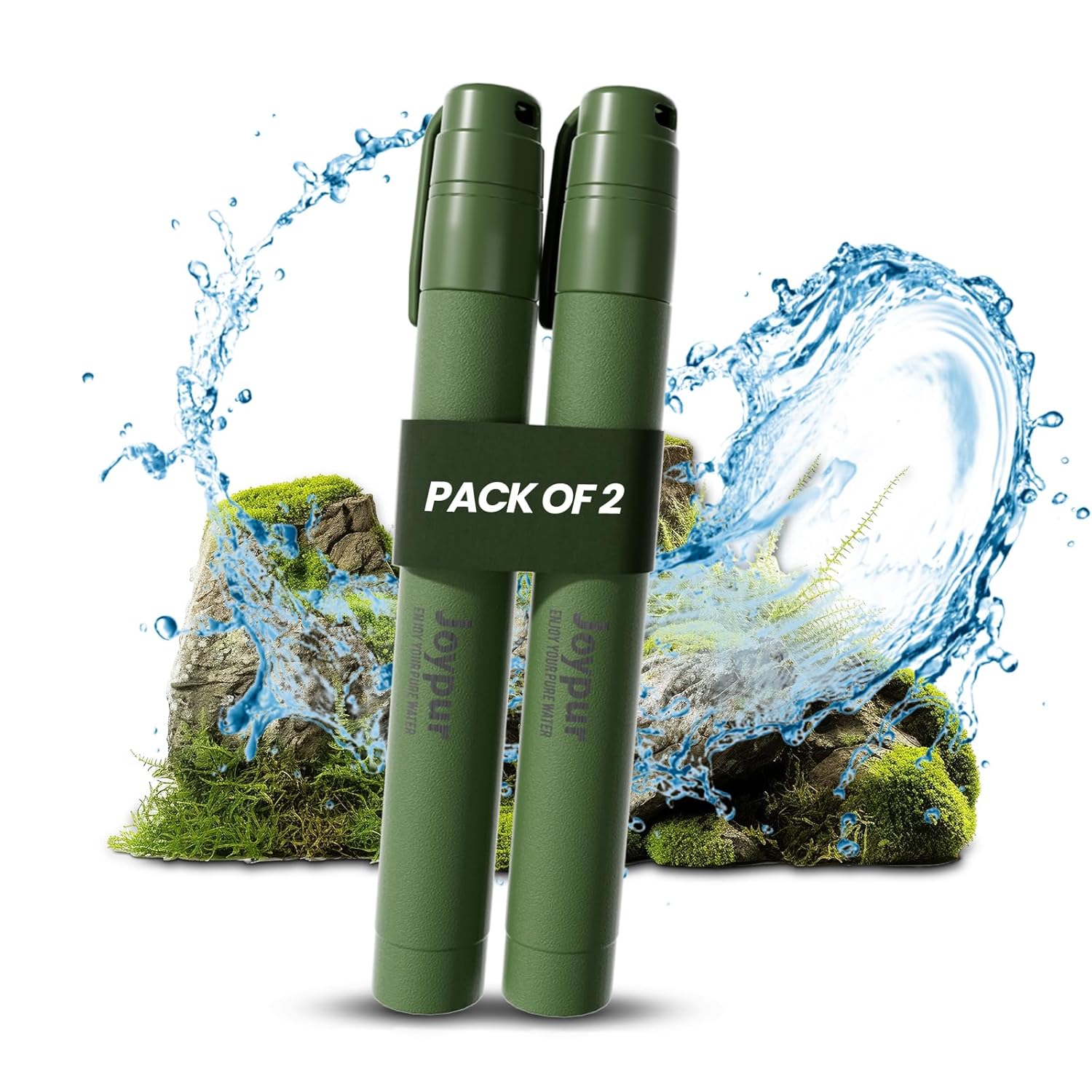 Filtro de Agua Portátil Outdoor - Elimina 99,9999% Bacterias y Virus - Ligero y Compacto para Acampada, Senderismo, Survival - Filtro Alto Rendimiento para Agua Potable Limpia (vert*2) Green*2