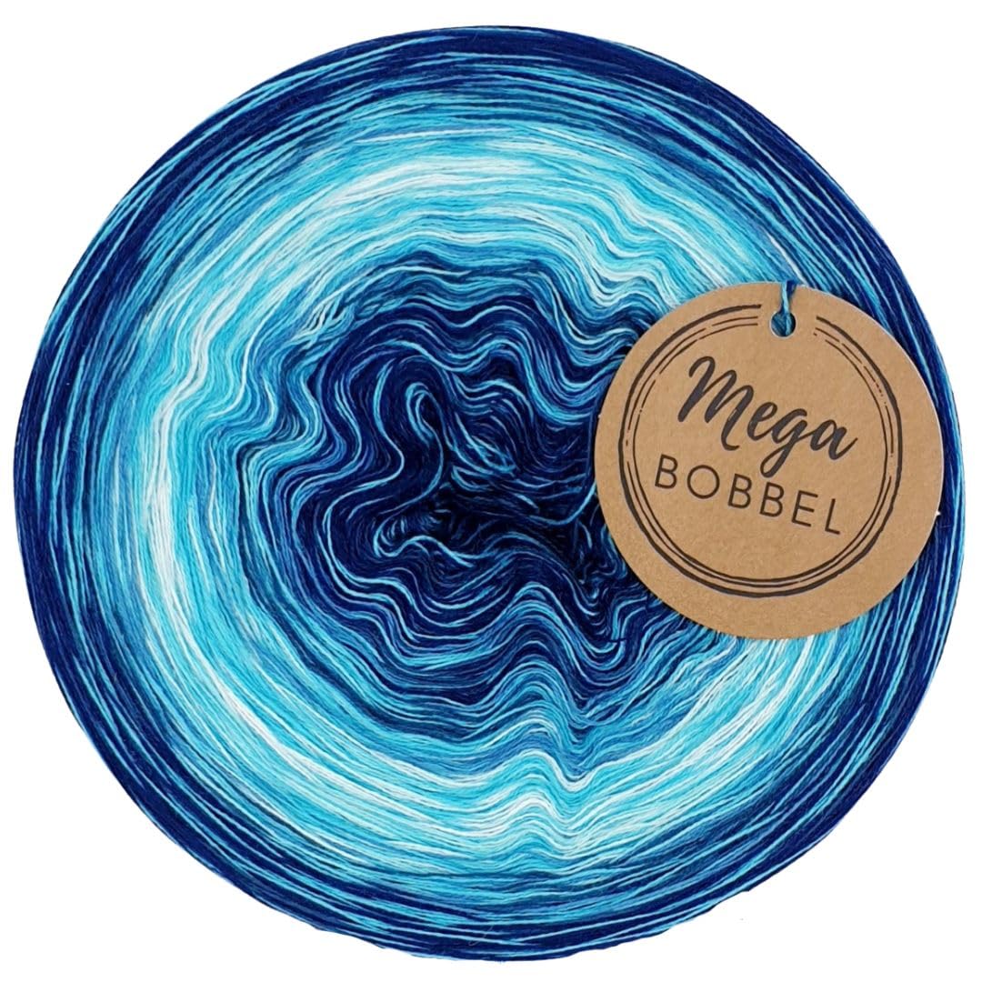 MegaBobbel*Blauer Traum*A62* Farbverlaufsgarn - Lace Garn Bobbel Wolle zum Häkeln & Stricken - 50% Baumwolle/50% Polyacryl (4 fädig, 3750m)