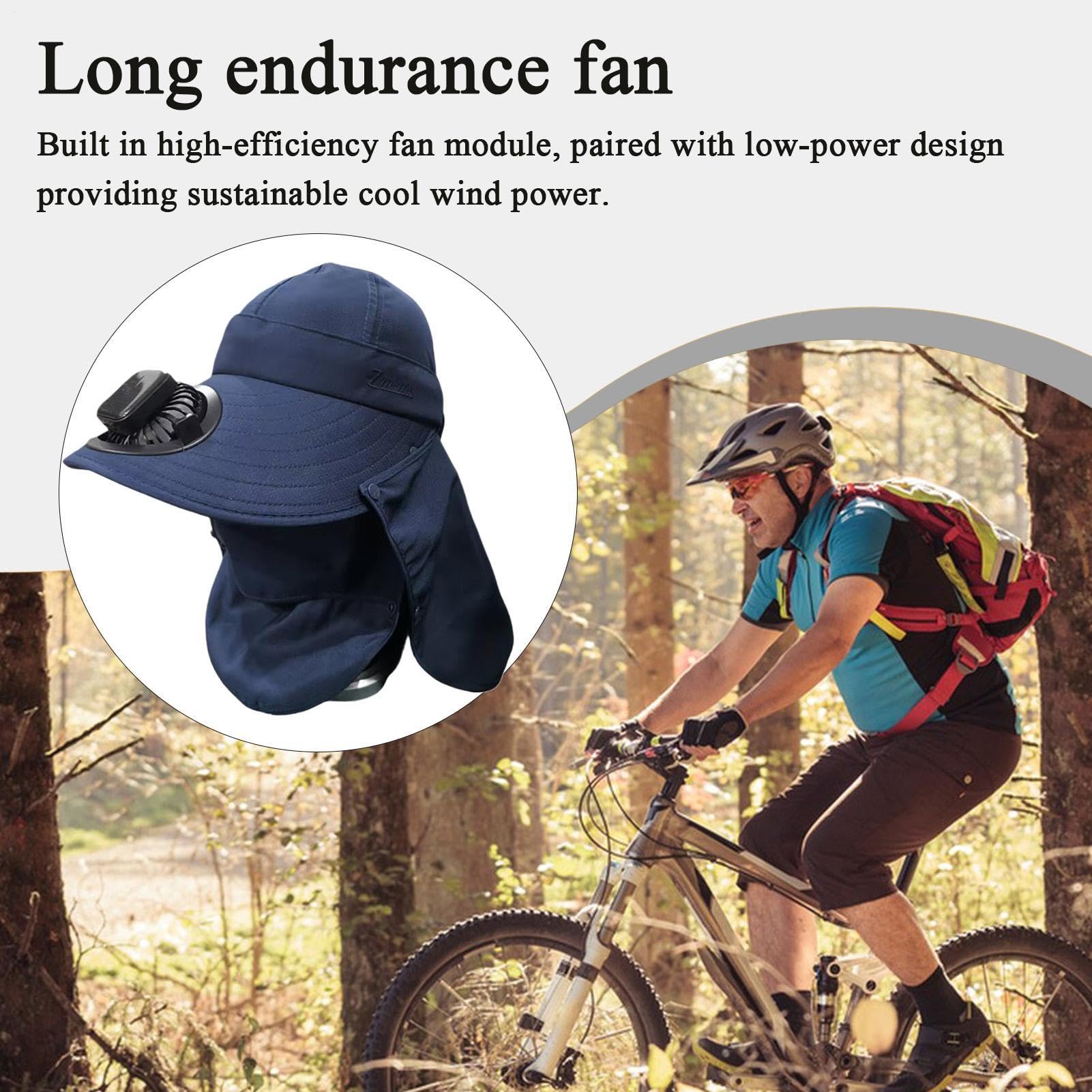 Cappello a ventaglio alimentato a energia solare, cappello da pesca, per escursionismo, campeggio, pesca, portatile, indossabile, con funzione di raffreddamento, per uomo e donna, per viaggi e