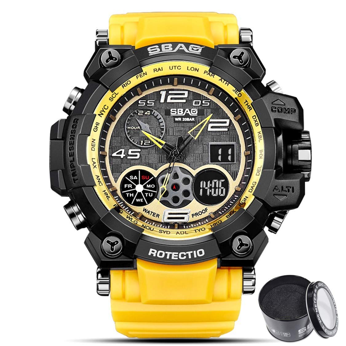 Buy Digital Watch SBAO Watch Men's Luxury Analog Quartz Dual Display Watch Waterproof Sports
