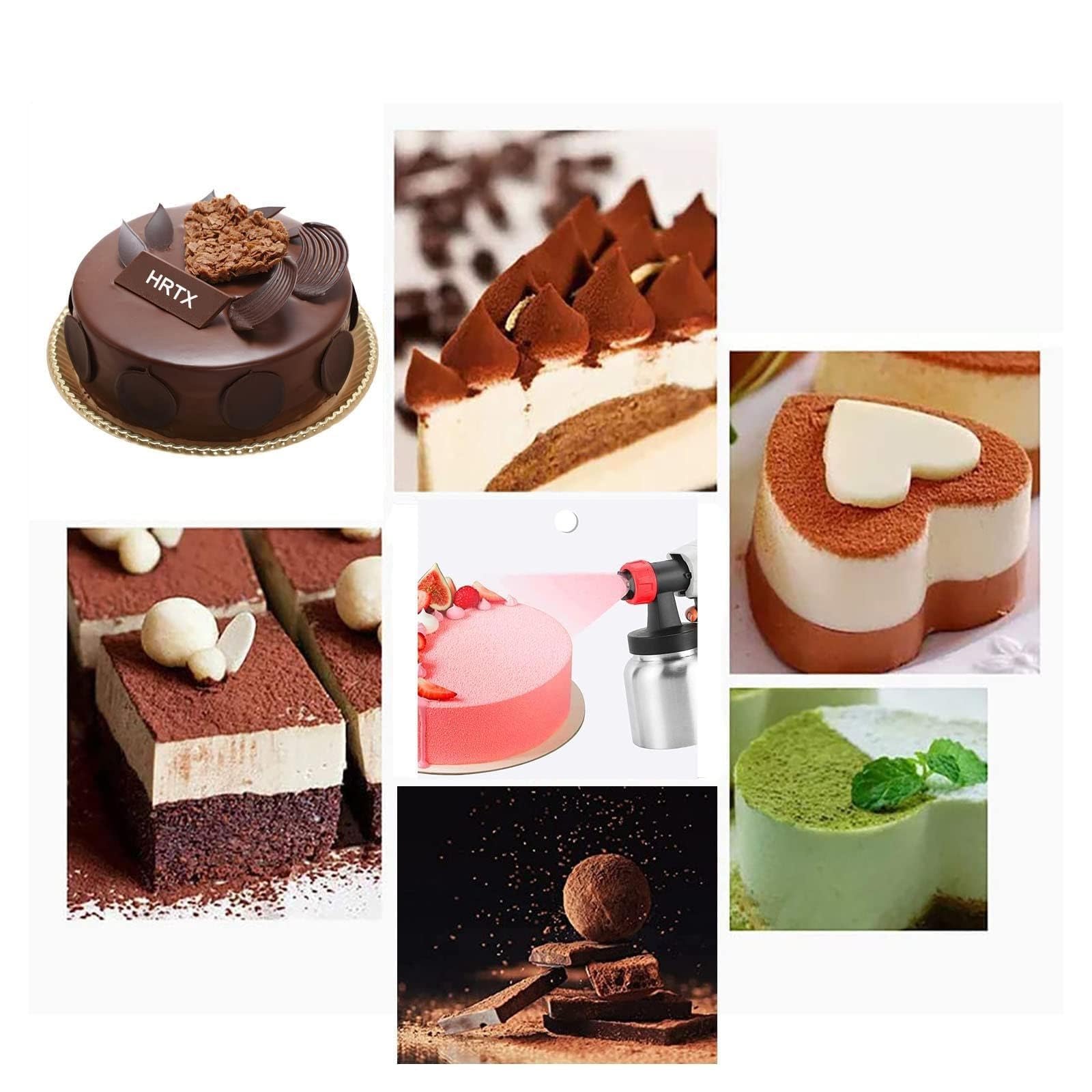 Kit de aerógrafo eléctrico para decoración de pasteles, pistola de chocolate de 800 W para efecto de terciopelo mousse y chorro de arena de manteca de cacao, 3 patrones de pulverización para estilo de