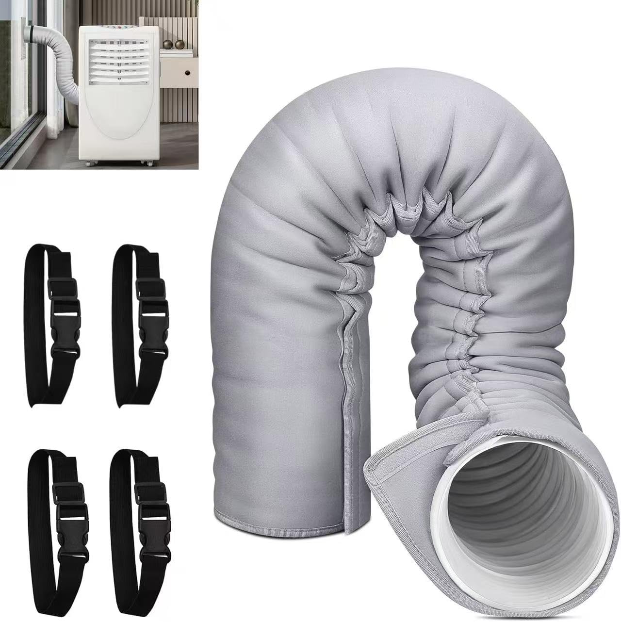 Nailaby Grey Ac Exhaust Hose Insulation Cover 150Cm For 5" & 5.9"