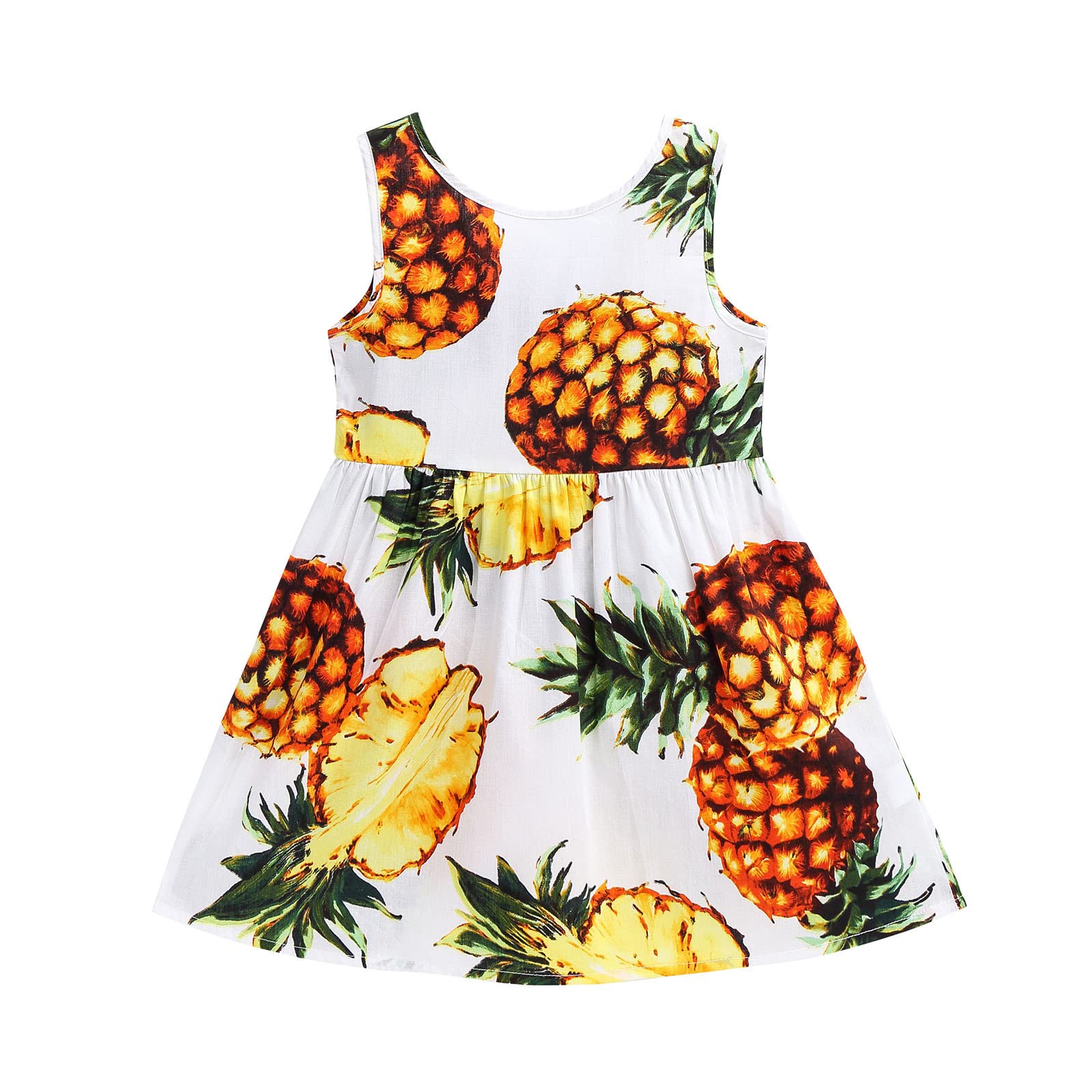 AnFeng 1-6Y Toddler Baby Kids Girls Sleeveless Pineapple Fruit Skirt Princess Dresses Clothes Baby Girl Summer Clothes White