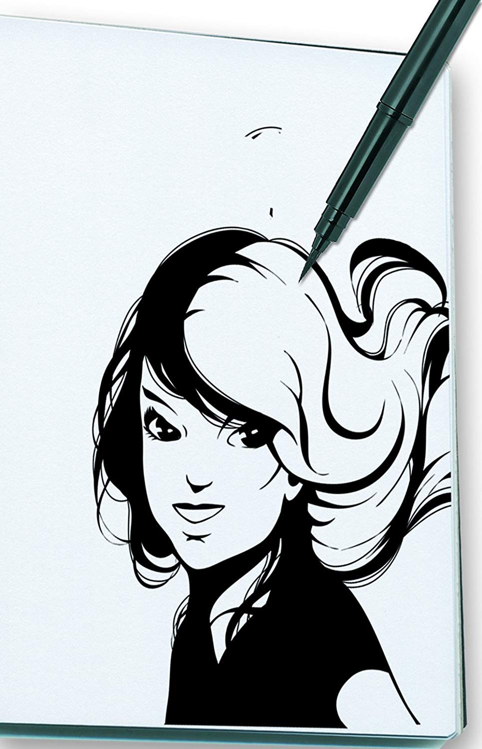 Pentel - Fude Pocket Brush Blister Pack mit 6 Patronen, Schwarz