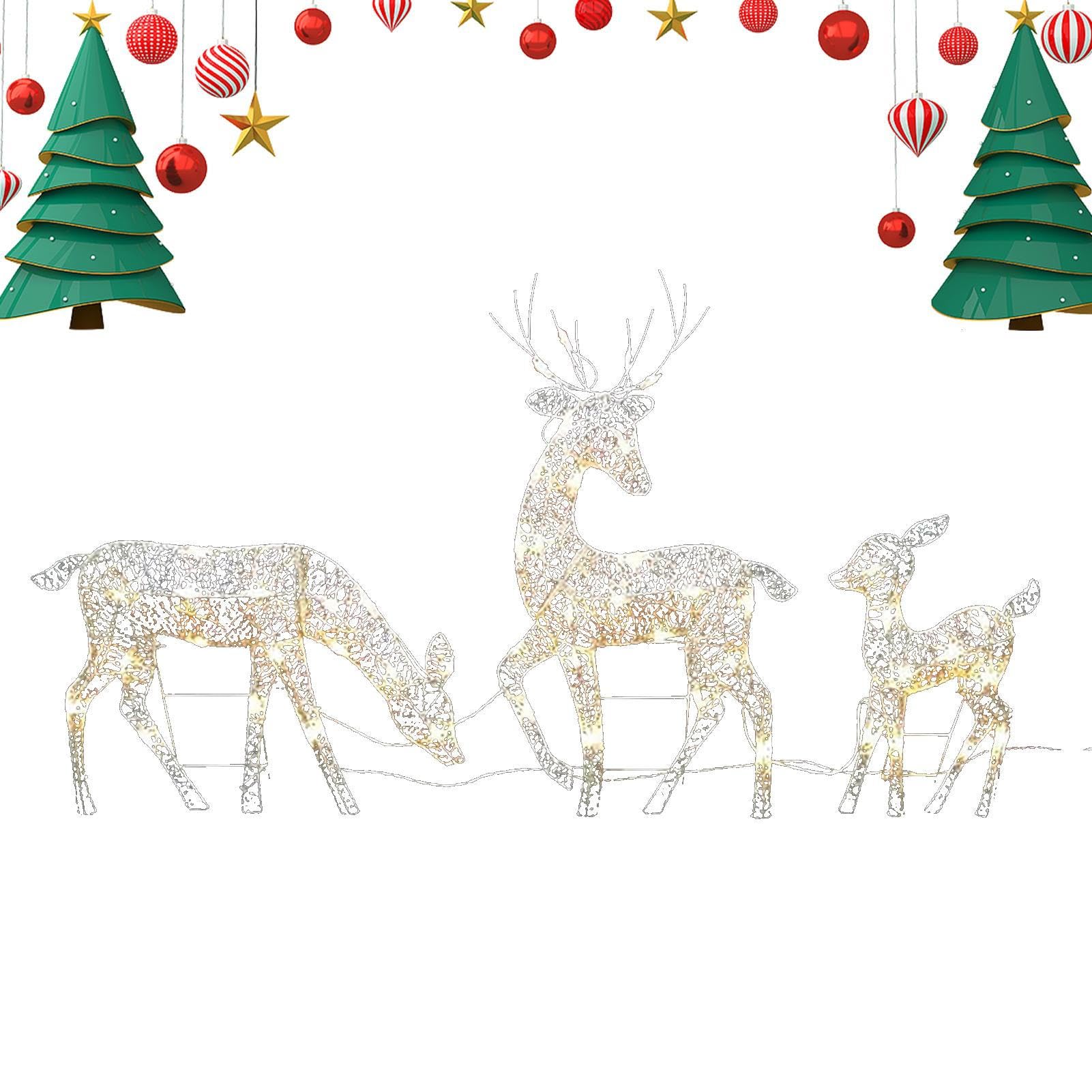 Beleuchtetes Weihnachtsrentier, LED Rentier Hirsch Figur, Wasserfeste, Leuchtende Dekoration Für Den Garten,Stehende Rehkitz Dekoration Weihnachtshof Für Hof, Rasengarten