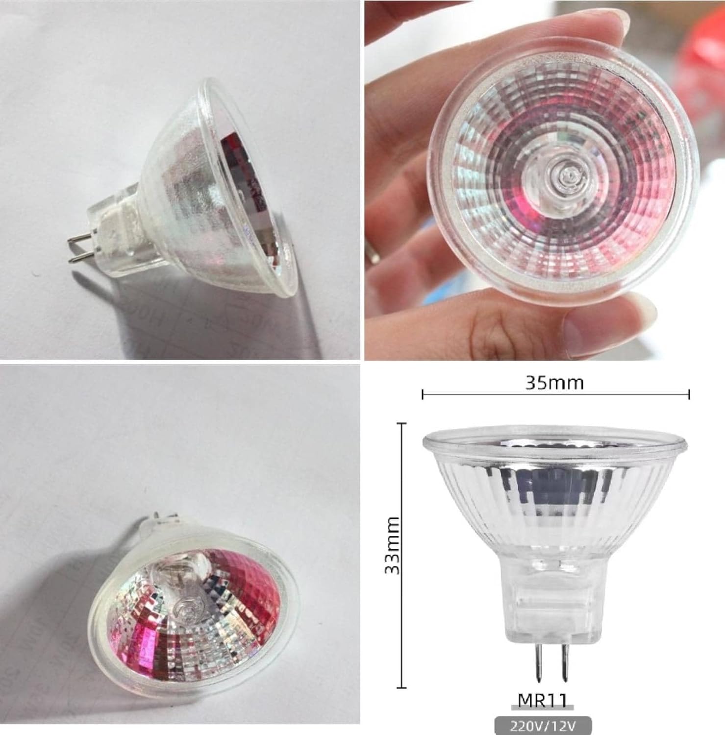 MR11 Halogen Bulb - 220V 20W/35W/50W GU4 Base - Warm White 3000K - High Brightness Spot Light - 5PCS 20W 20pcs