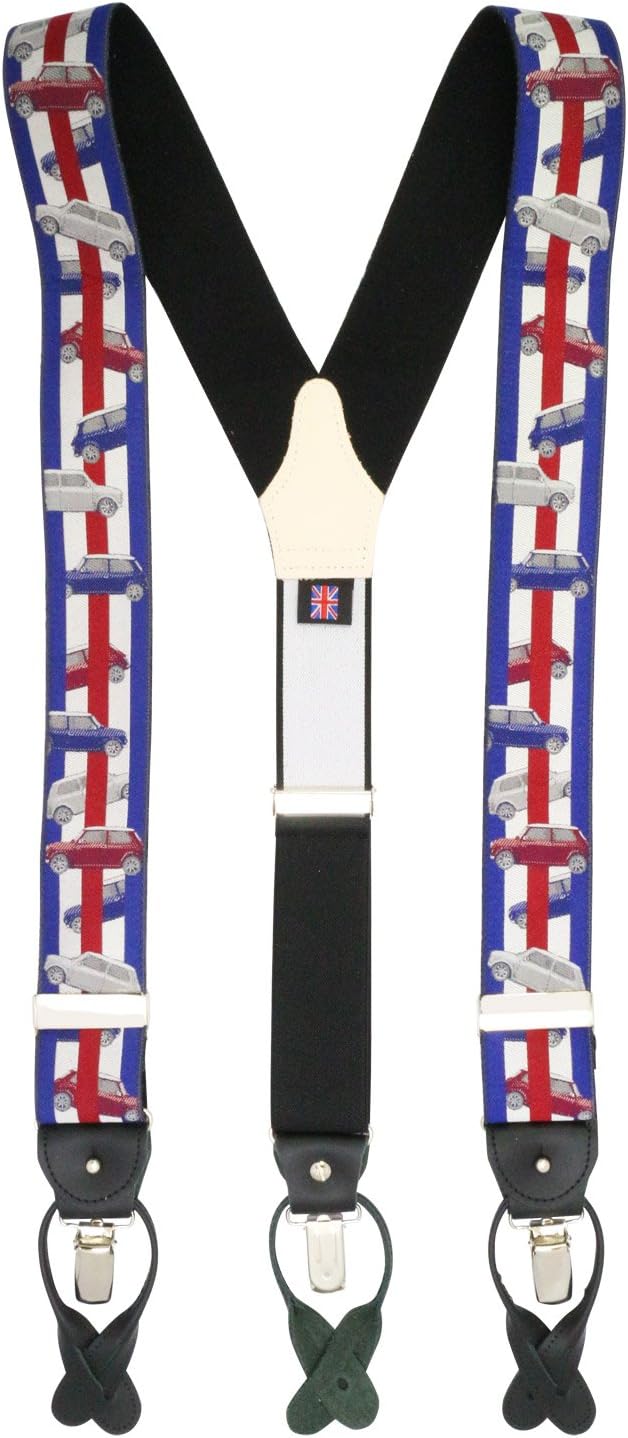 TAKEO KIKUCHI サスペンダー 紺と白のチェック柄 TAKEO KIKUCHI