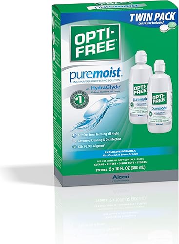 Miniatura 3 de Opti-Free Puremoist Solución desinfectante multiusos con estuche para lentes, 20 onzas líquidas y gotas de rehumectación Puremoist, 0.4 onzas