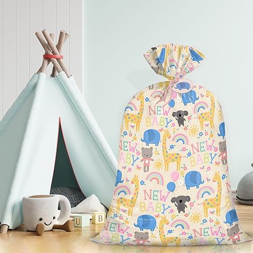 Miniatura 4 de WRAPAHOLIC Bolsa de regalo de plástico grande de 56 pulgadas para baby shower, bolsa de regalo para baby shower, cumpleaños de niños, fiestas,