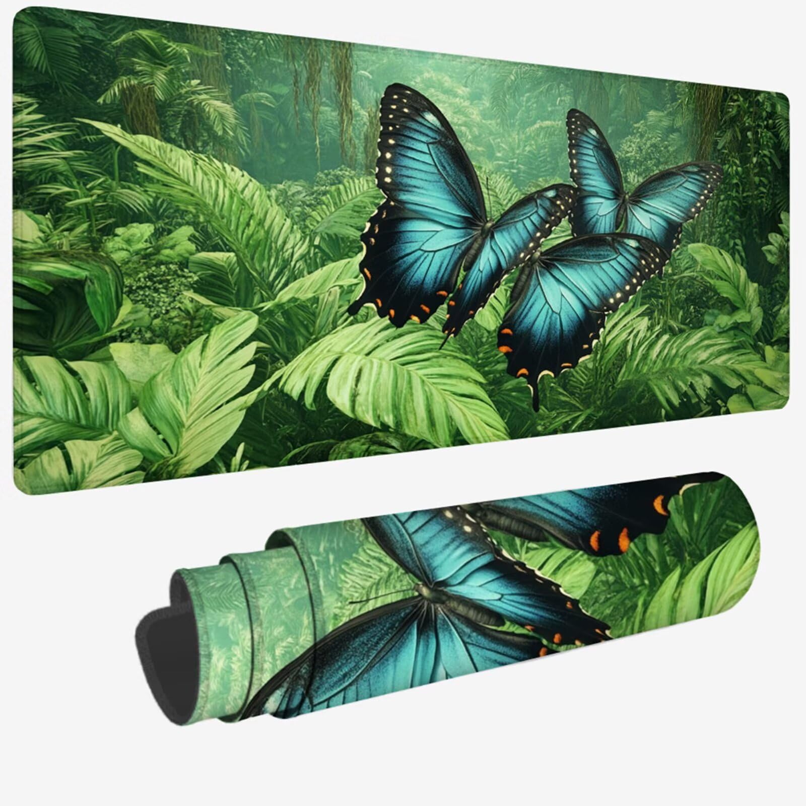 Podkładka pod mysz XXL 1200 x 400 x 3 MM, duża zielona podkładka pod mysz z wodoodporną i antypoślizgową gumową podkładką motylkową pod ręką zszyte krawędzie, poprawia precyzję i szybkość dla gracza W