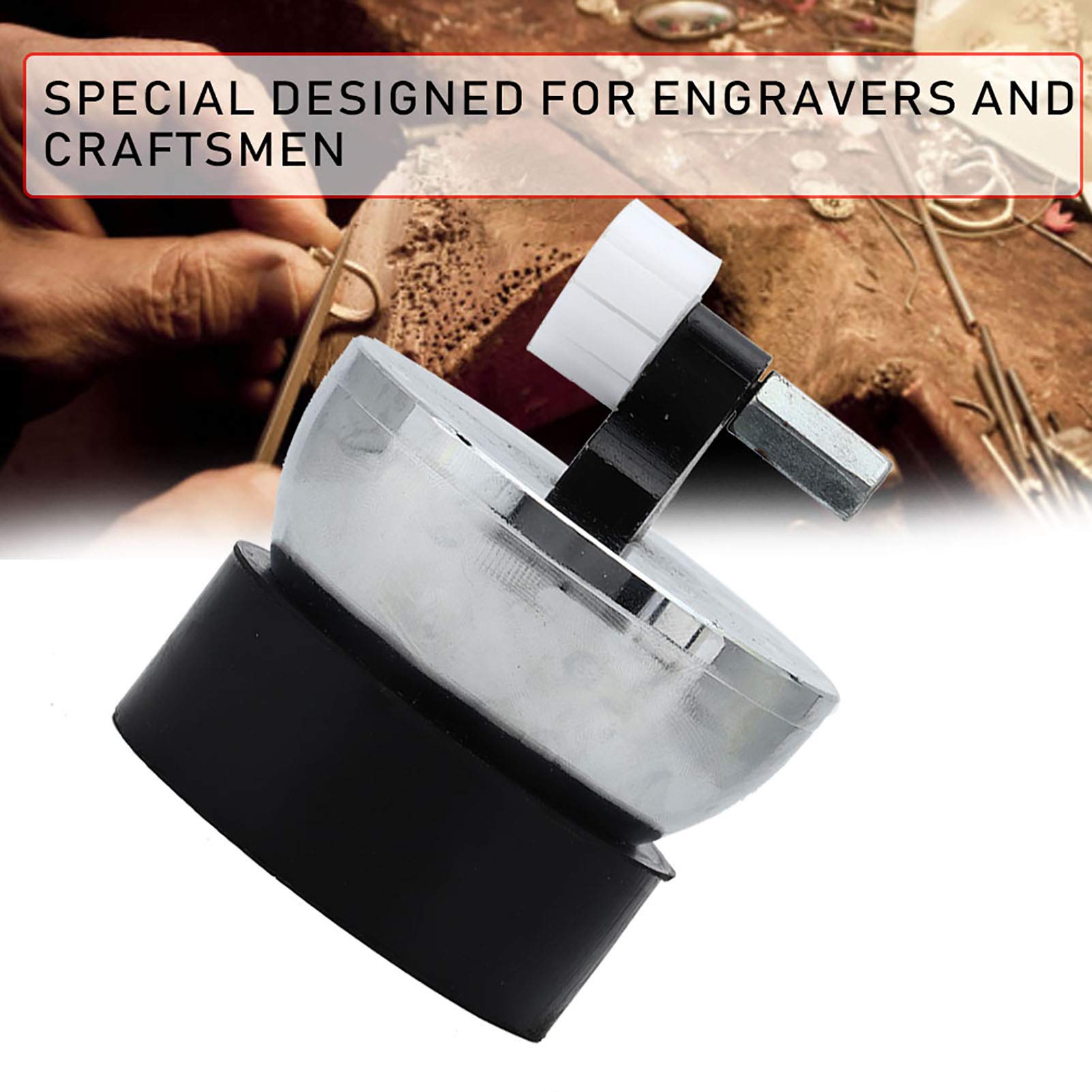 WUGHVS Kit profesional de herramientas con abrazadera para anillos, abrazadera para engaste de joyas con múltiples matrices redondas para el diseño, reparación y grabado de anillos, base (Estilo C)