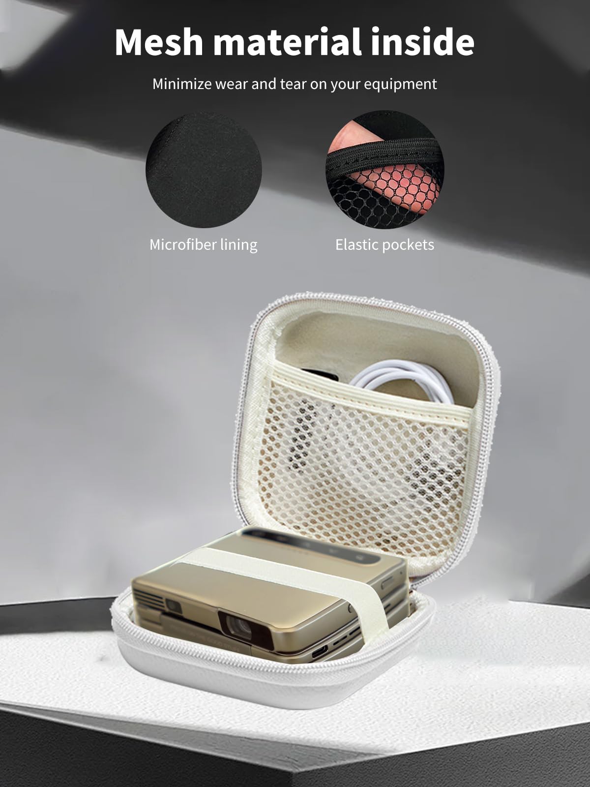 Funda para proyector Aurzen Zip, caja de almacenamiento para proyector Aurzen, funda protectora portátil de transporte de viaje, funda protectora para proyector NOUKAJU Zip, triple plegable,