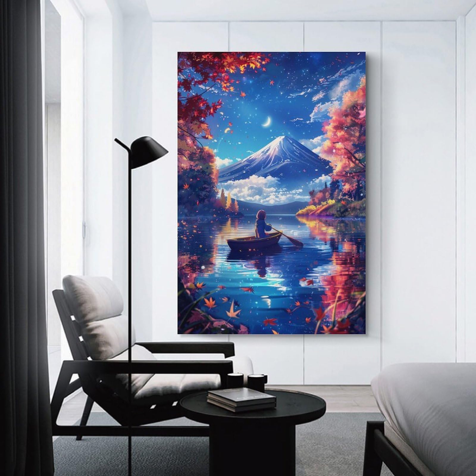 Junmoney Cherry Blossom Fuji Mount Wall Decor Canvas Print, 24x36inch(60x90cm), for Living Room, Lounge Or Sitting Room, Easy Decor for Gallery Walls