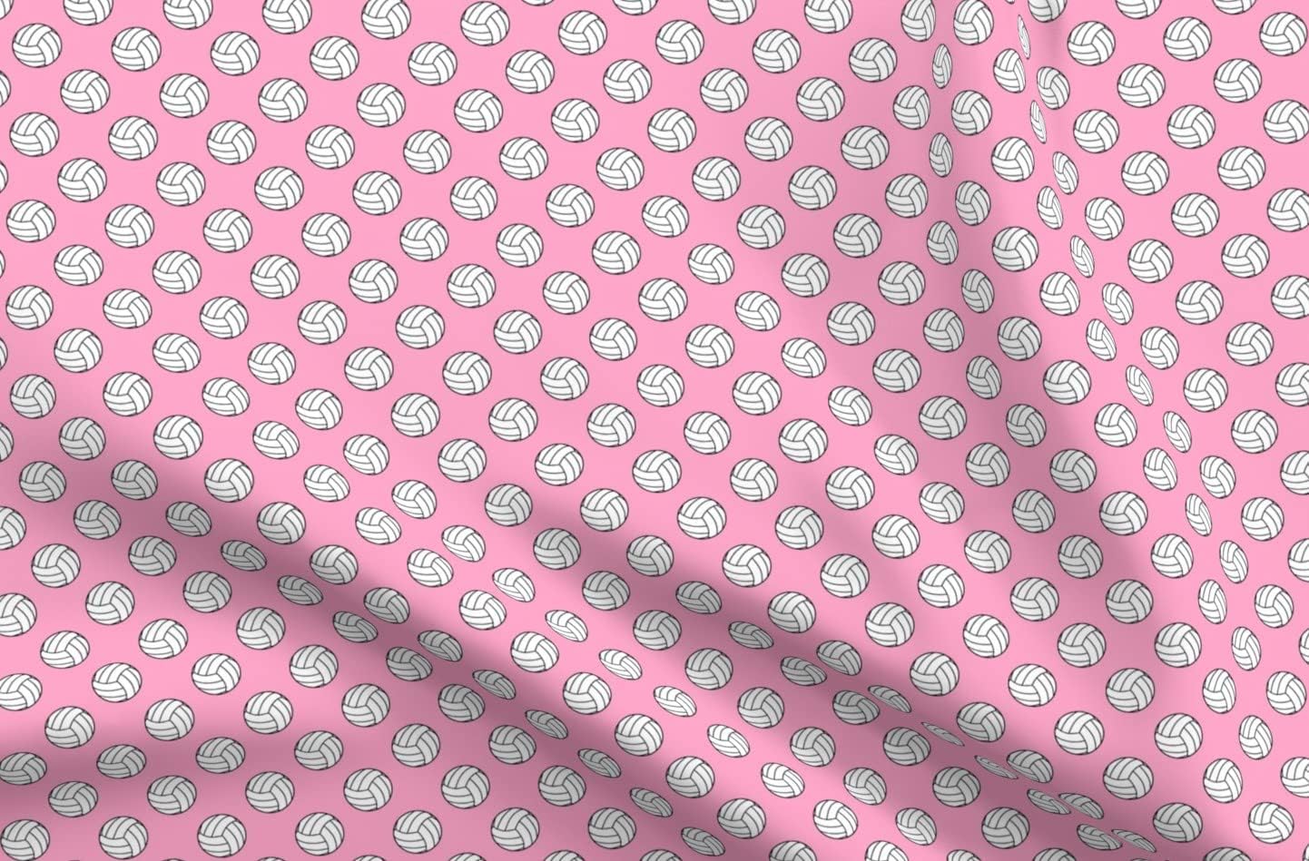 Spoonflower Fabric - Black White Sports Volleyball Balls Carnation Pink Volley Power Team Printed on Minky Fabric by The Yard - Sewing Baby Blankets Quilt Backing Plush