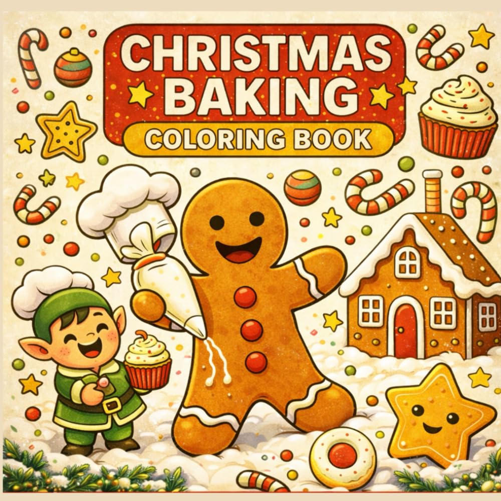 Christmas Baking Coloring Book: Kawaii Christmas Cookies, Gingerbread Houses & Holiday Treats to Color for Kids, Teens & Adults (Christmas Coloring Fun Series)