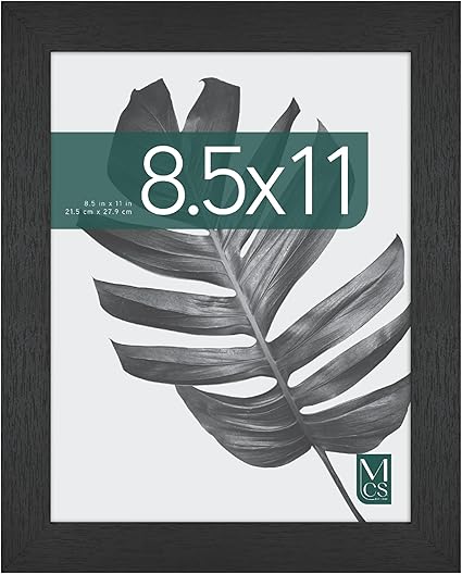 MCS Studio Gallery 8.5x11 Picture Frame Black Woodgrain, Vertical & Horizontal Wall Hanging & Easel for Tapletop Display, Rectangle Photo Frame for Photos, Posters & Art Prints (1-Pack)