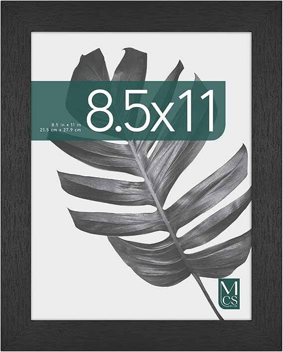 MCS Studio Gallery 8.5x11 Picture Frame Black Woodgrain, Vertical & Horizontal Wall Hanging & Easel for Tapletop Display, Rectangle Photo Frame for Photos, Posters & Art Prints (1-Pack)