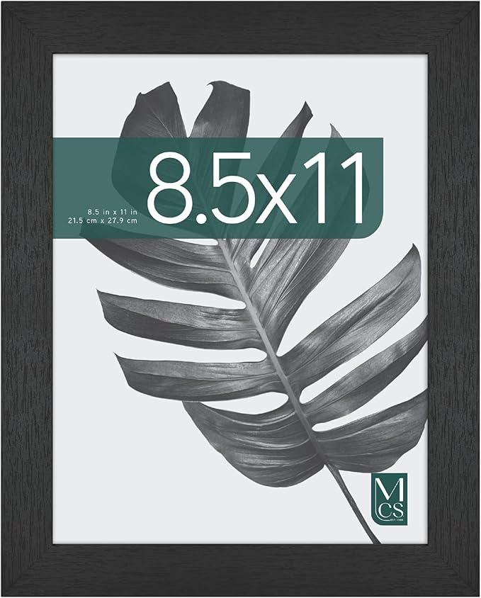 MCS Studio Gallery 8.5x11 Picture Frame Black Woodgrain, Vertical & Horizontal Wall Hanging & Easel for Tapletop Display, Rectangle Photo Frame for Photos, Posters & Art Prints (1-Pack)