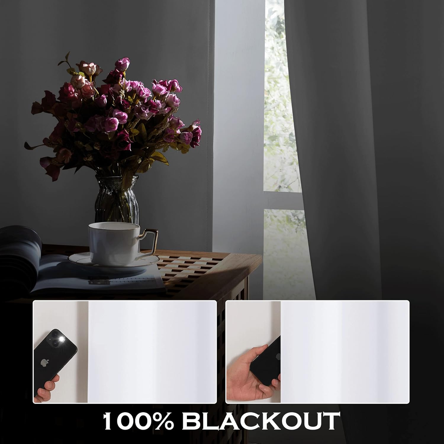 KGORGE Anti Dust Soundproof 100% Blackout Curtains 4 Layers Heavy Duty Energy Efficiency Window Curtains for Living Room Baby Bedroom Home Office Studio, Wide 52 x Long 95 inches, Black, 2 Panels KGORGE Anti Dust Soundproof 100% Blackout Curtains 4 Layers Heavy Duty Energy Efficiency Window Curtains for Living Room Baby Bedroom Home Office Studio, Wide 52 x Long 95 inches, Black, 2 Panels