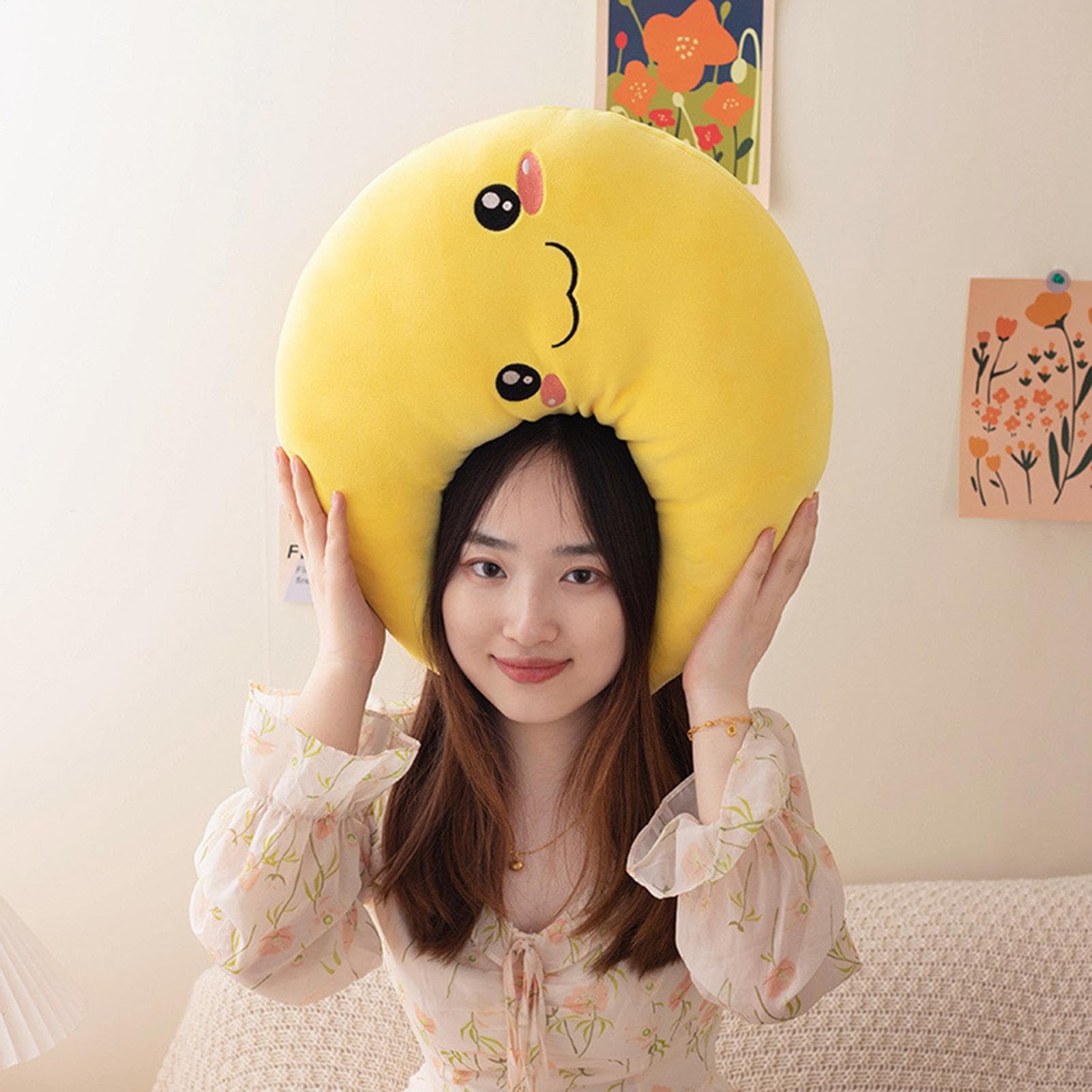 Almohada en forma de luna, cojín de peluche suave, almohada de 9.84 pulgadas con función de felpa, accesorio de decoración de guardería, cama con diseño auténtico, regalo para niños para habitación y — view 5
