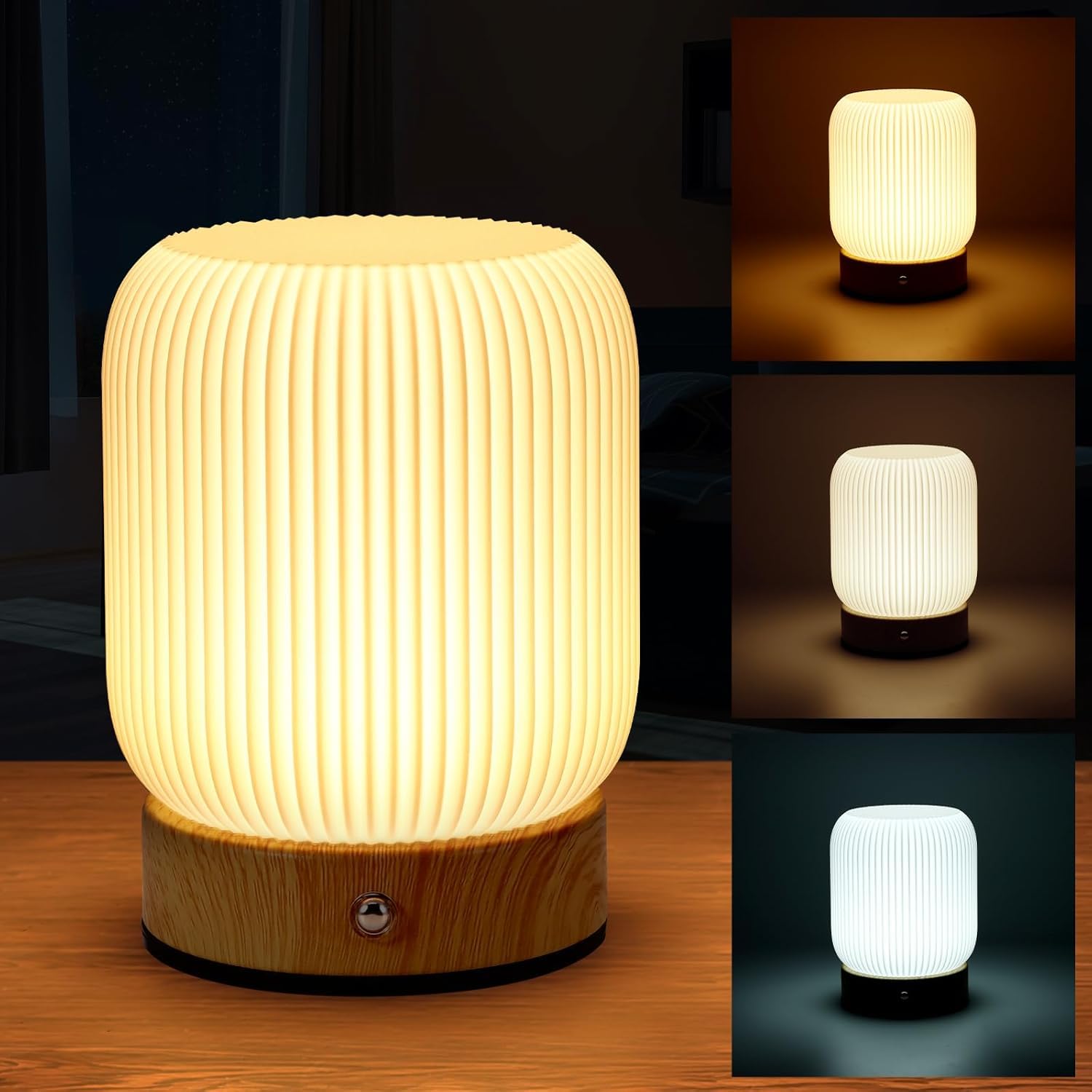 Night Light Touch Lamp Bedside Table Lamp for Bedrooms Living Room, 3 Colours Baby Night Light for Nursery, Eye Caring Touch Lamp for Toddler,Girl,Boy,Nursing (3 Color Temperature) [Energy Class A]