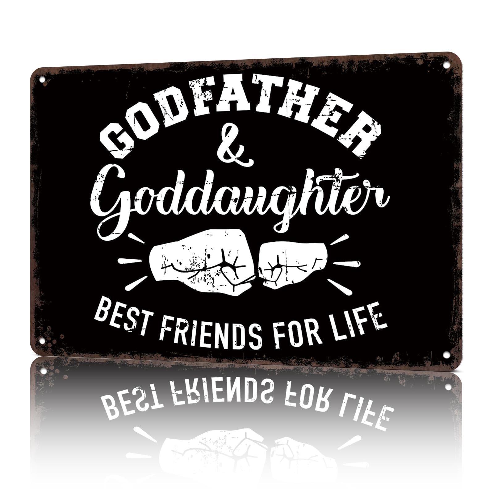 KWQDOZF Vintage Metal Signs Godfather And Goddaughter Funny Tin Sign Poster Wall Art For Home Room Bedroom Office Decor 8x12inch