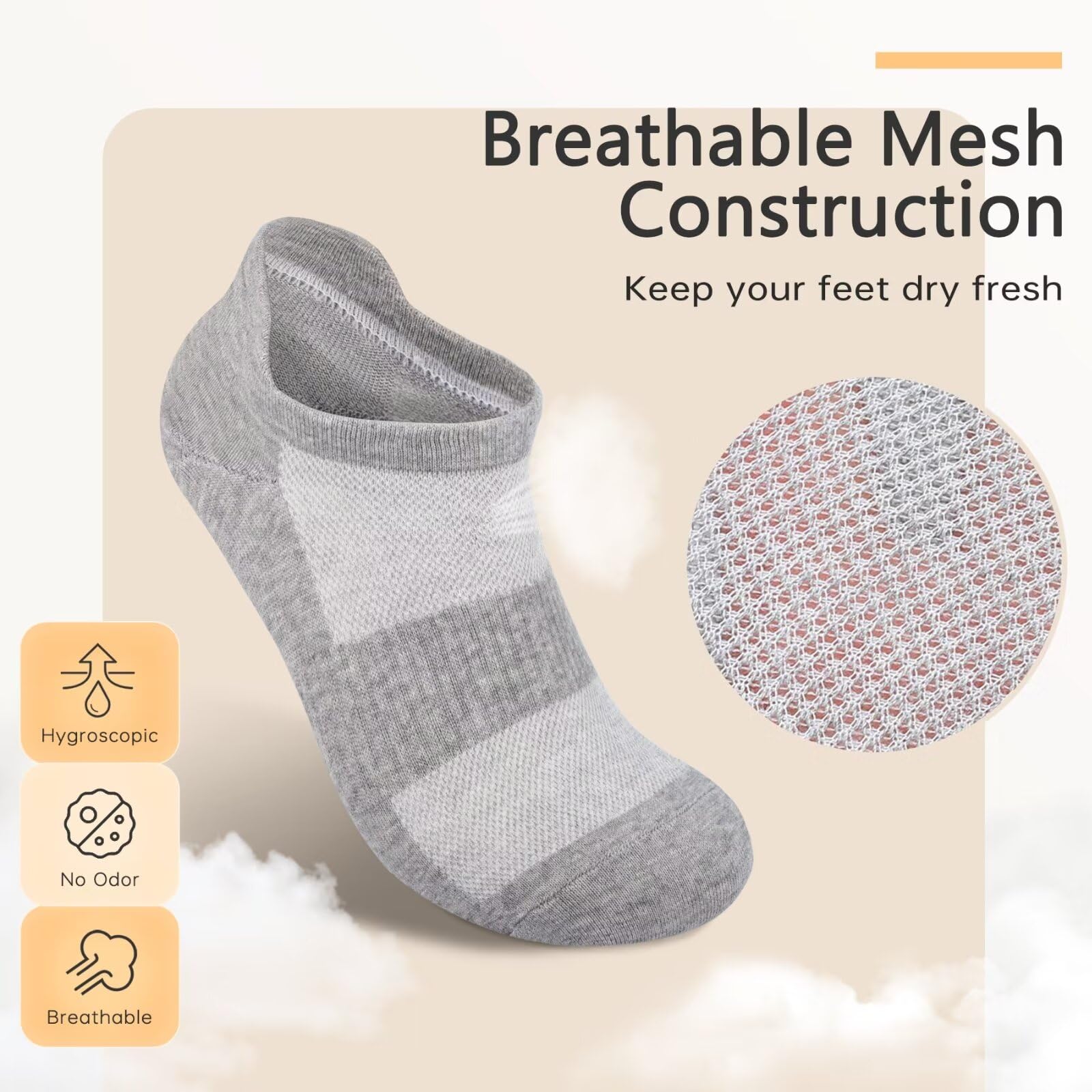 EKSHER 10 Paia Calzini Uomo Corti Calze Donna Corte Cotone Calza Sportive Basse Traspirante Running Elastiche Tennis