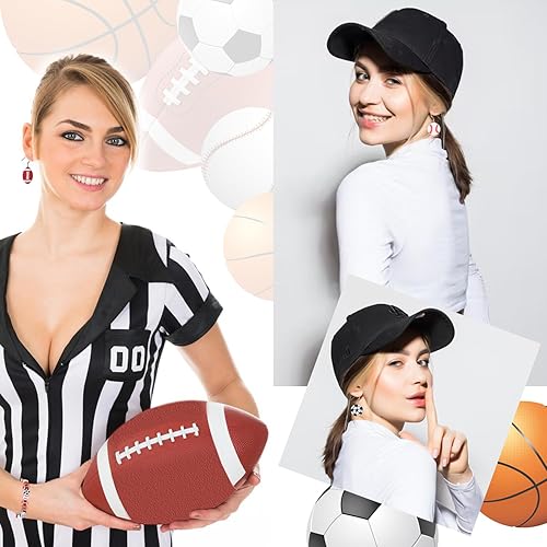 Miniatura 6 de 300 cuentas deportivas de arcilla polimérica a granel, béisbol, fútbol, baloncesto, voleibol, rugby, cuentas con cuerda elástica para hacer joyas,